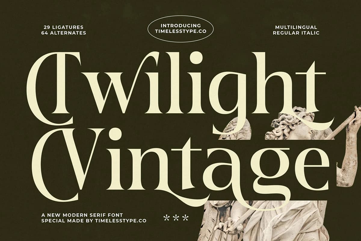 Preview 1 for Twilight Vintage - New Modern Serif Font