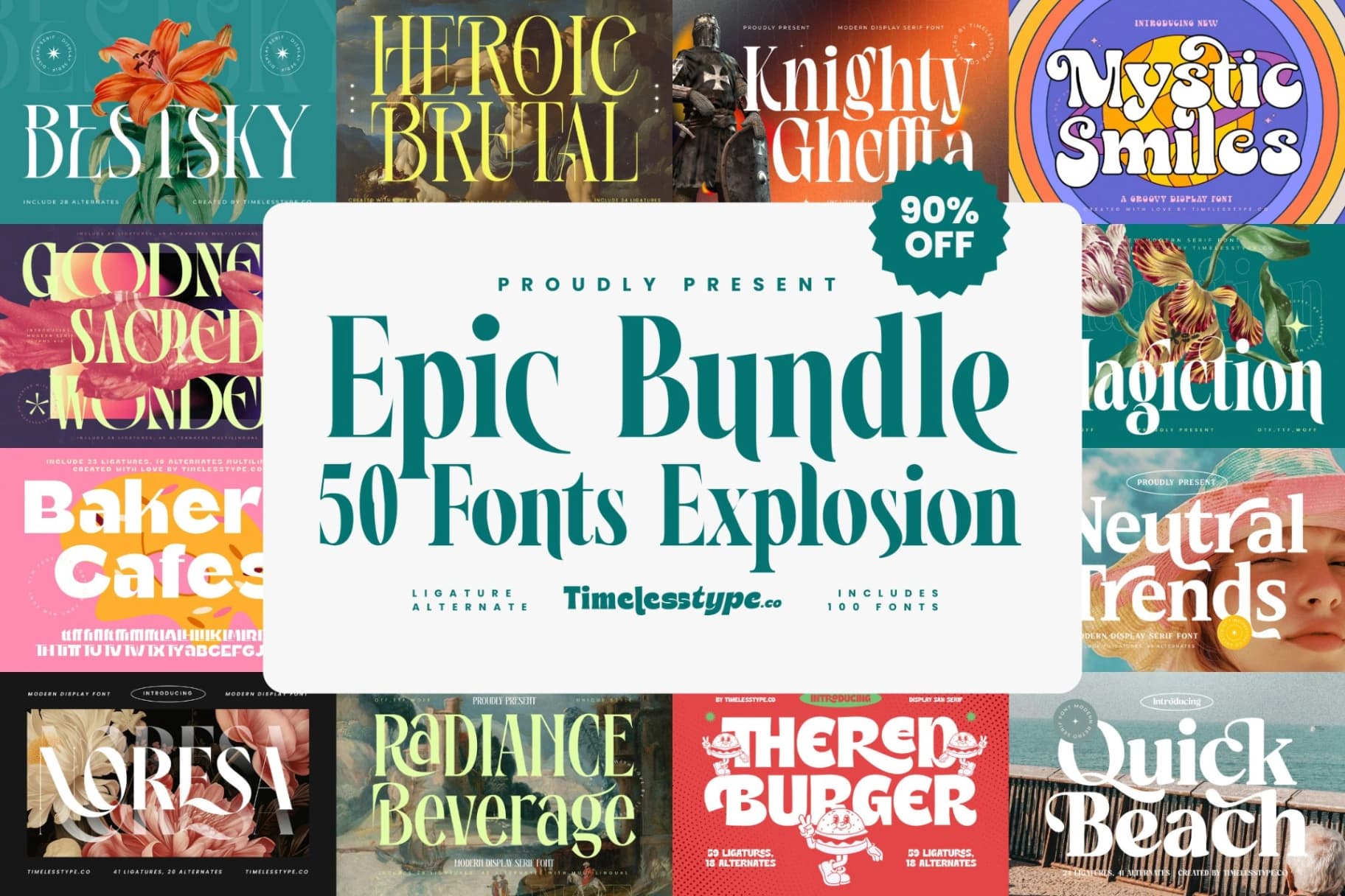 Preview of Epic Bundle 50 Fonts Explosion font