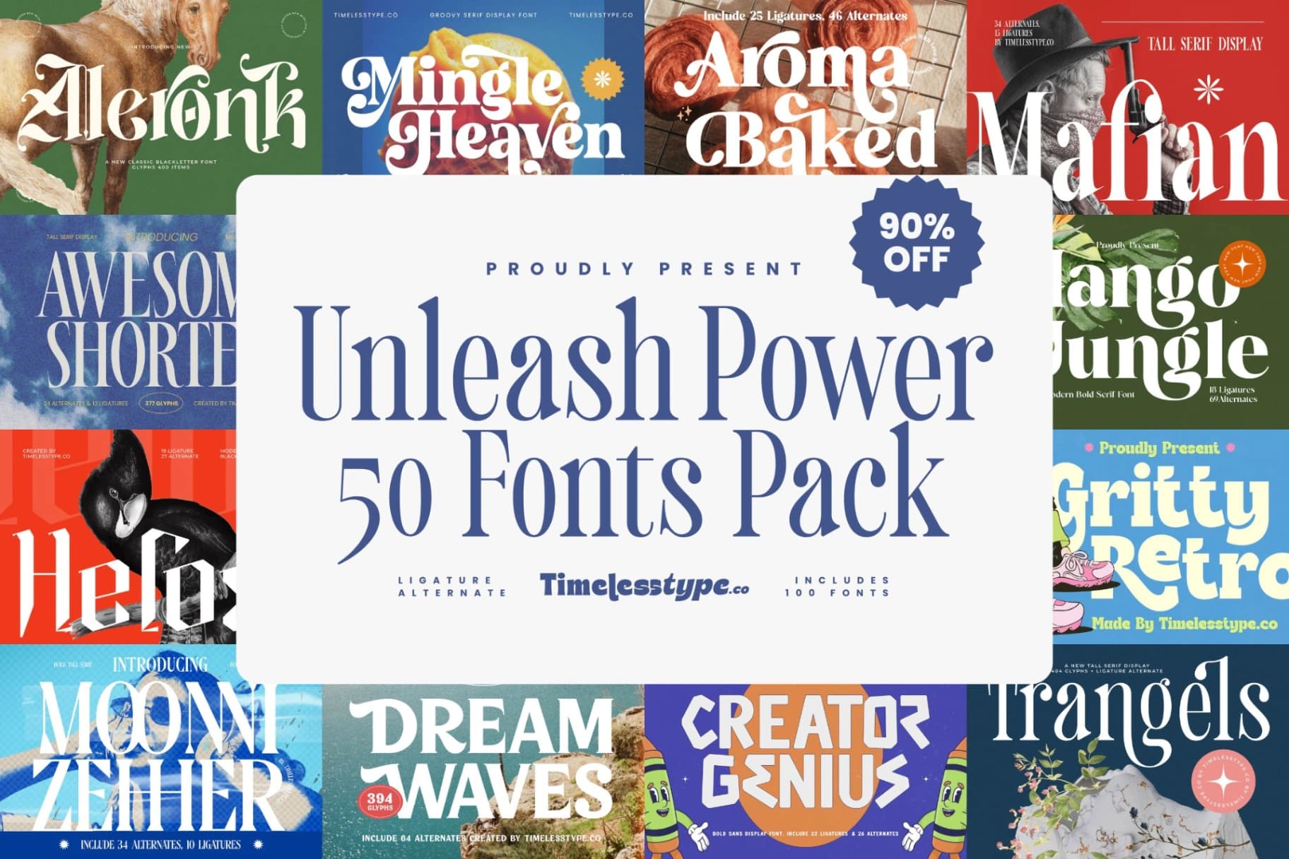 Preview of Unleash Power 50 Fonts Pack font