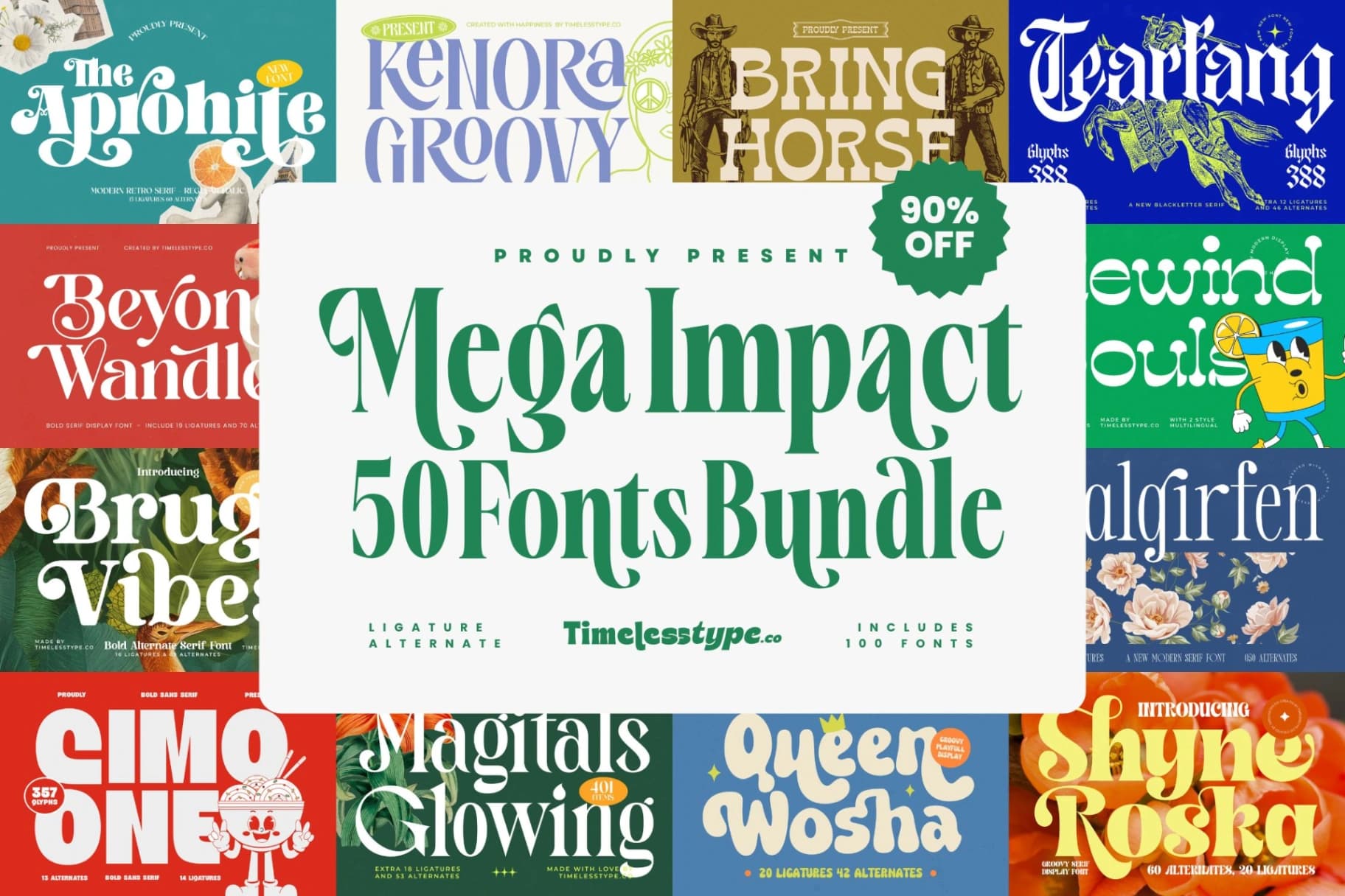 Preview of Mega Impact 50 Fonts Bundle font
