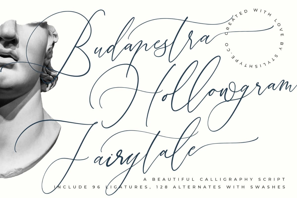 Budapestra Hollowgram Fairytale - Beautiful Calligraphy Script font preview