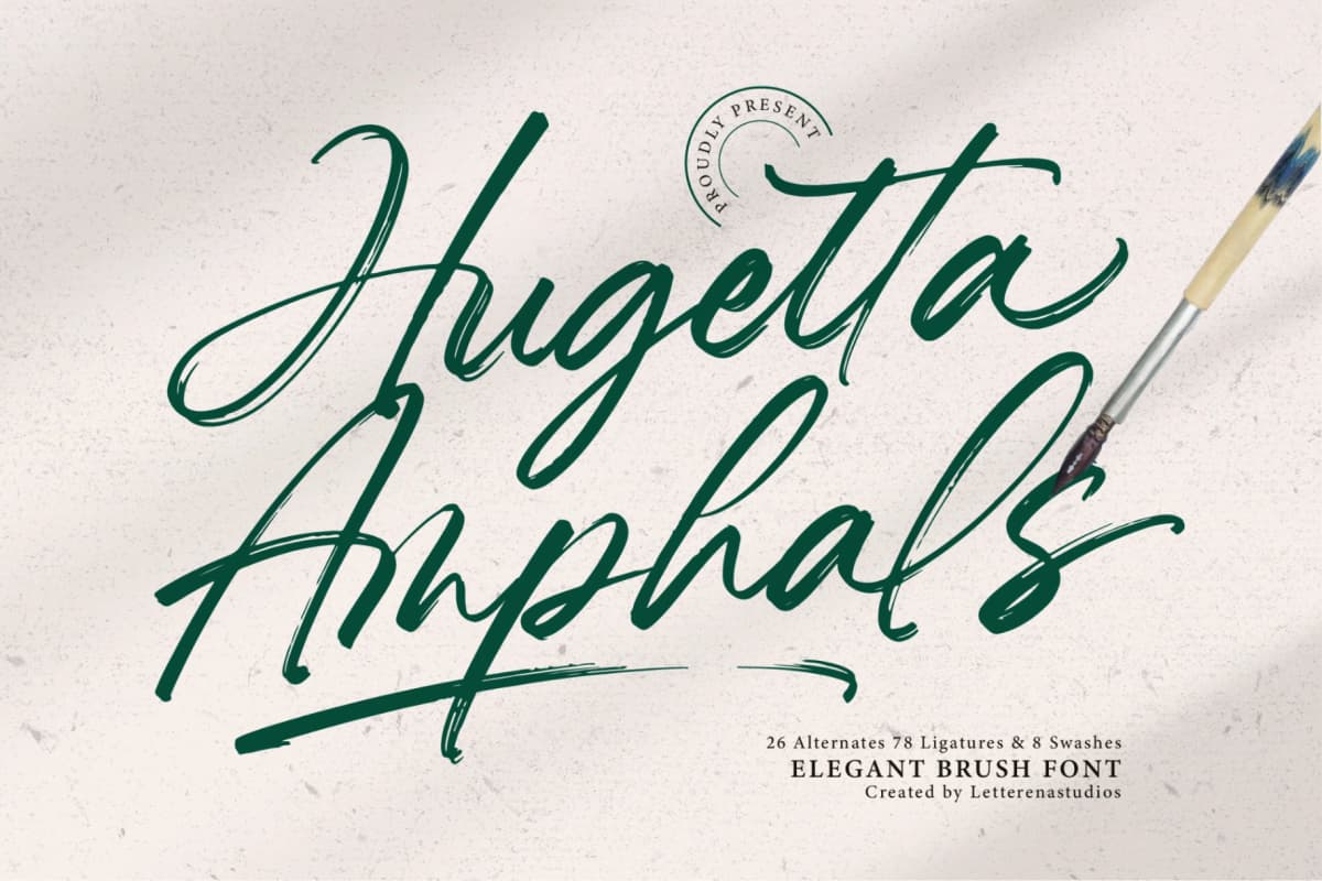 Preview 1 for Hugetta Amphals - Elegant Brush Font