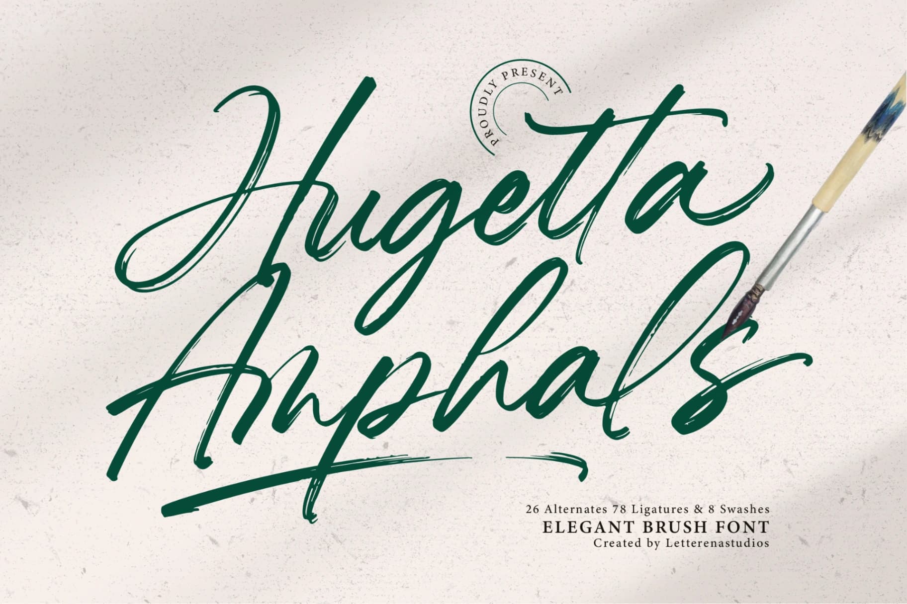 Preview of Hugetta Amphals - Elegant Brush Font font