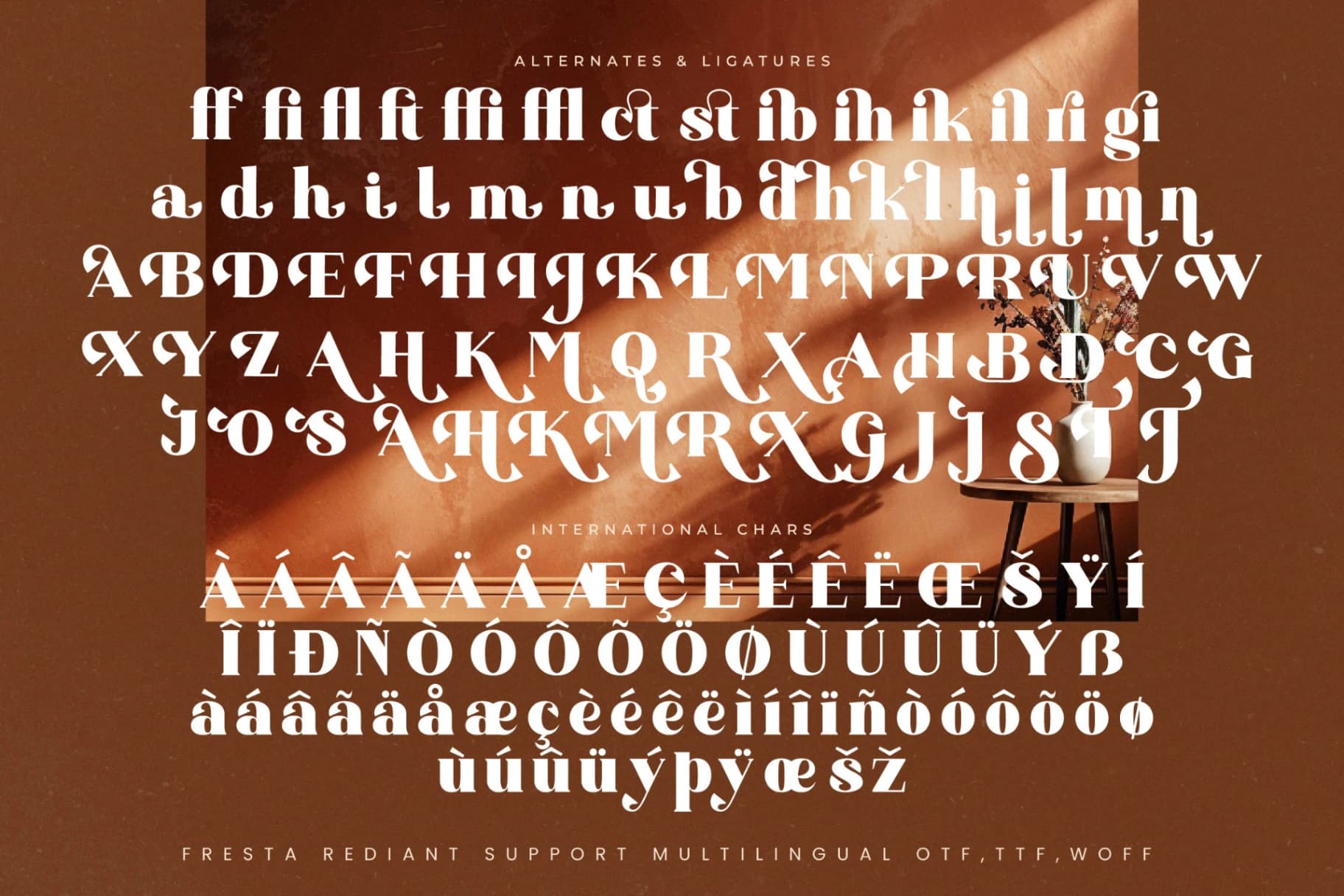 Preview 19 for Fresta Rediant - Alternates Serif Font