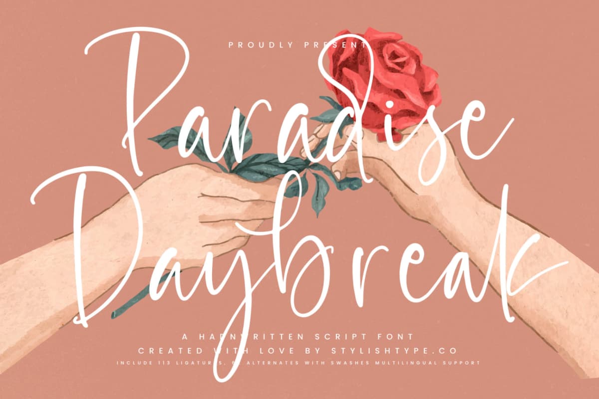 Paradise Daybreak - Handwritten Script Font font preview 1