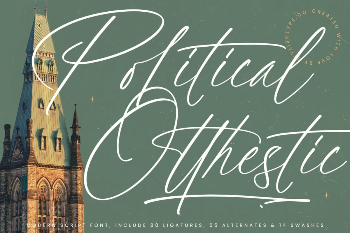 Political Otthestic - Modern Script Font font preview
