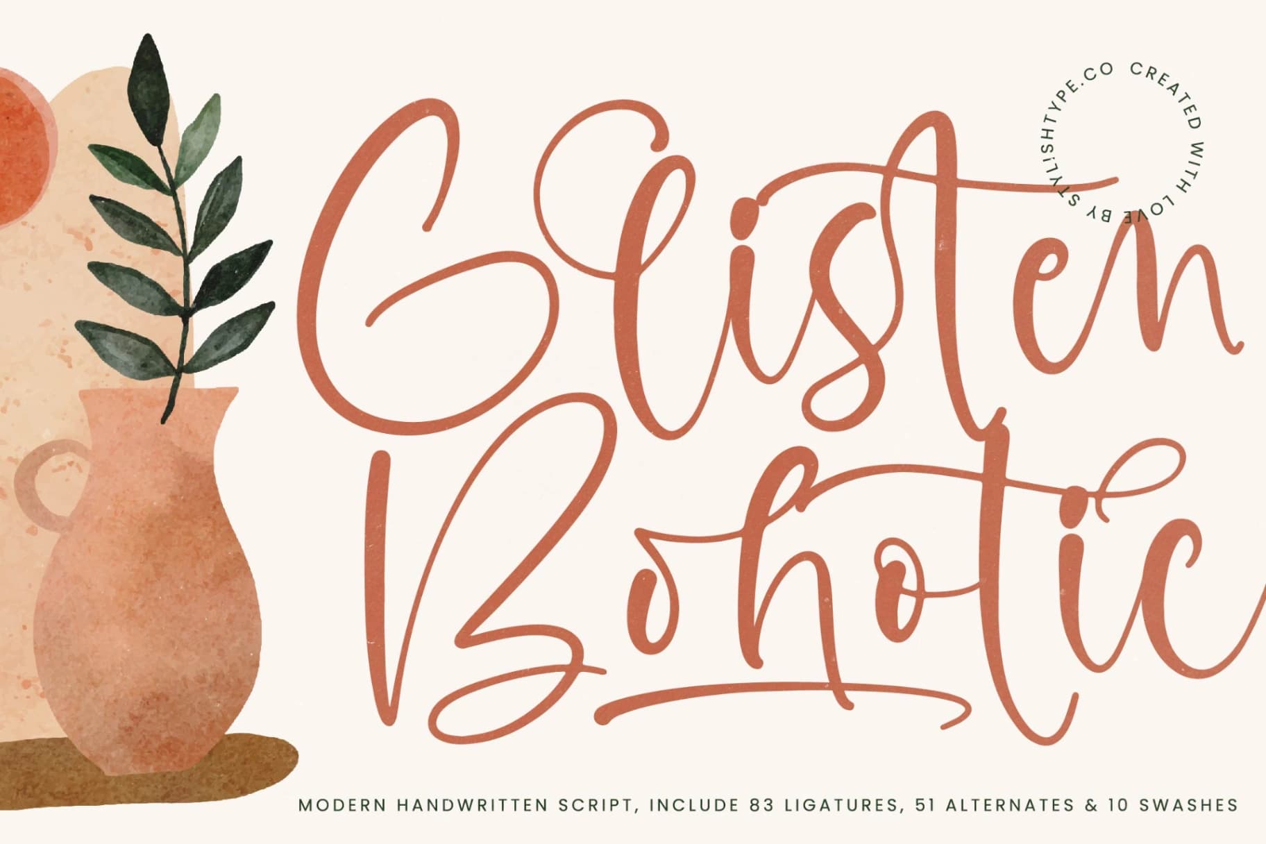 Preview of Glisten Bohotic - Modern Handwritten Script font
