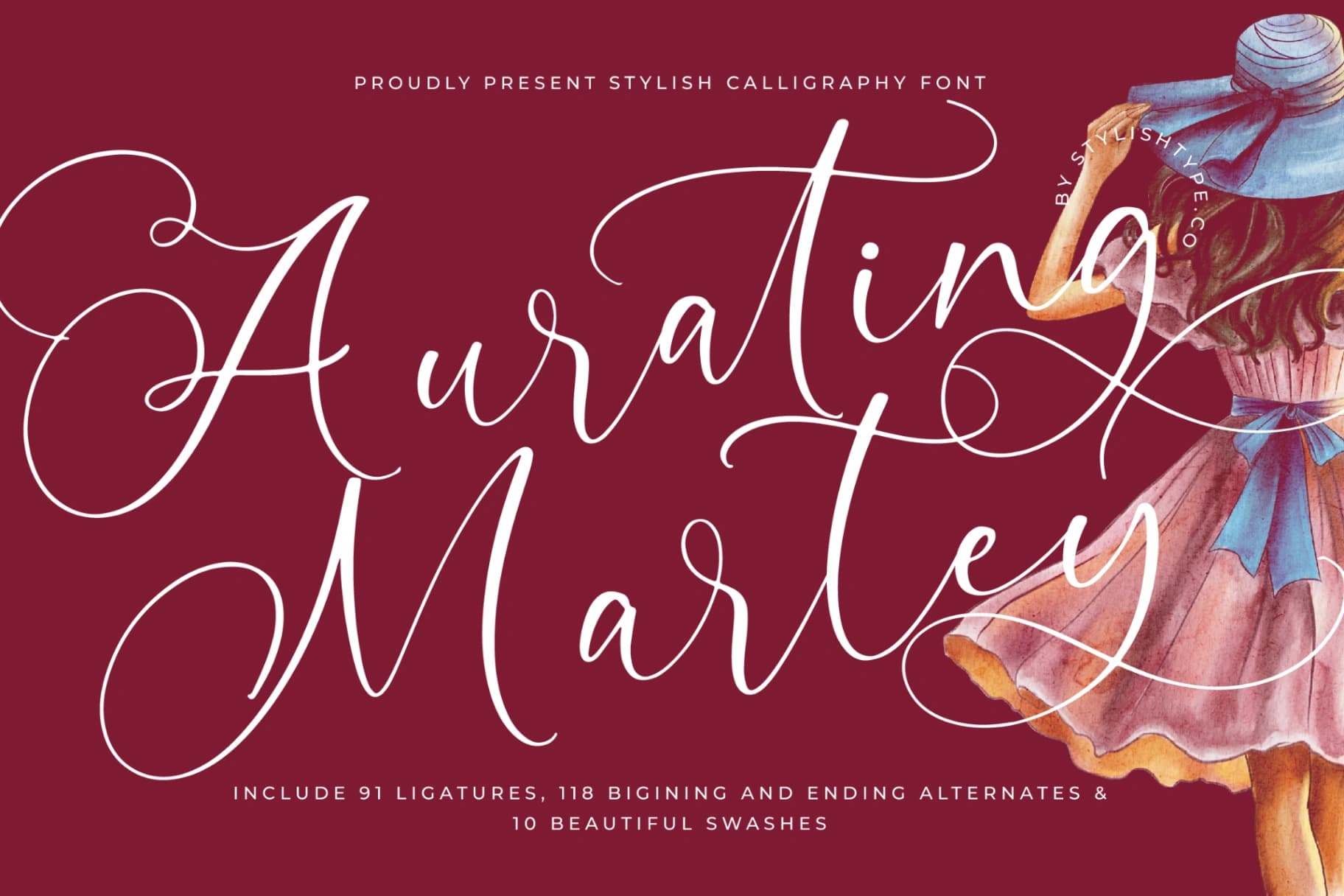 Preview of Aurating Martey - Stylish Calligraphy Font font