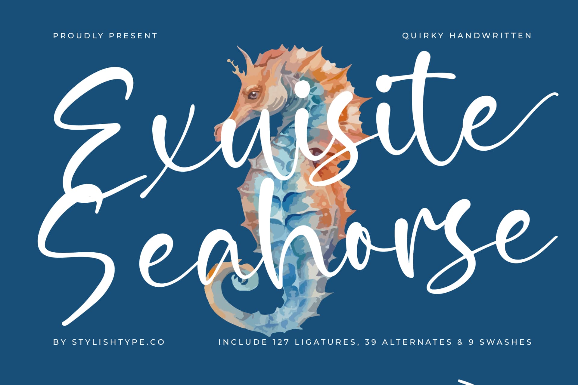 Preview of Exuisite Seahorse - Quirky Handwritten Font font