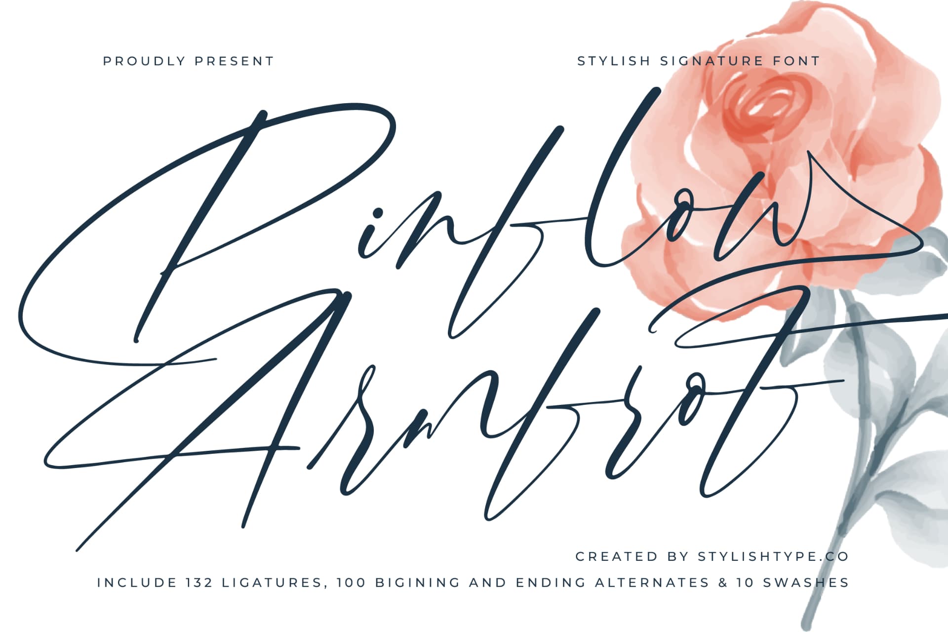 Preview of Pinflow Armfrof - Stylish Signature Font font