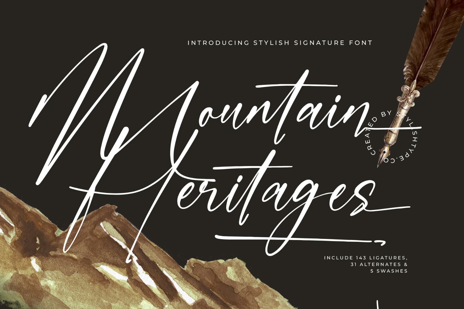 Preview of Mountain Heritages - Stylish Signature Font font