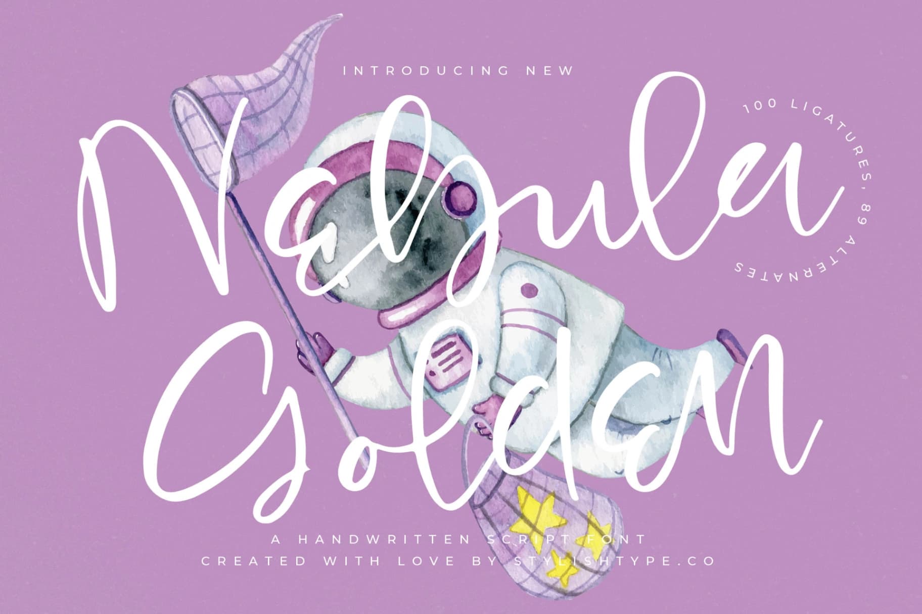 Preview of Nebula Golden - Handwritten Script Font font