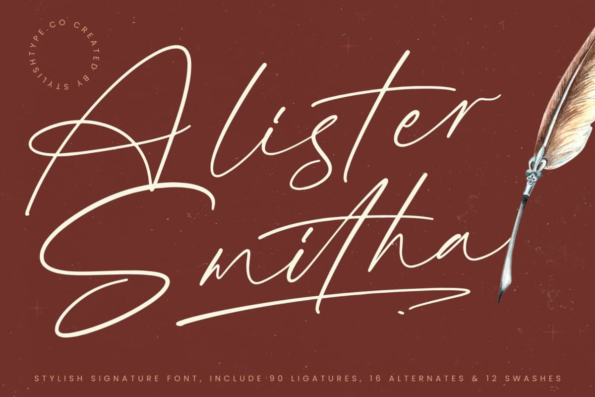 Preview 1 for Alister Smitha - Stylish Signature Font