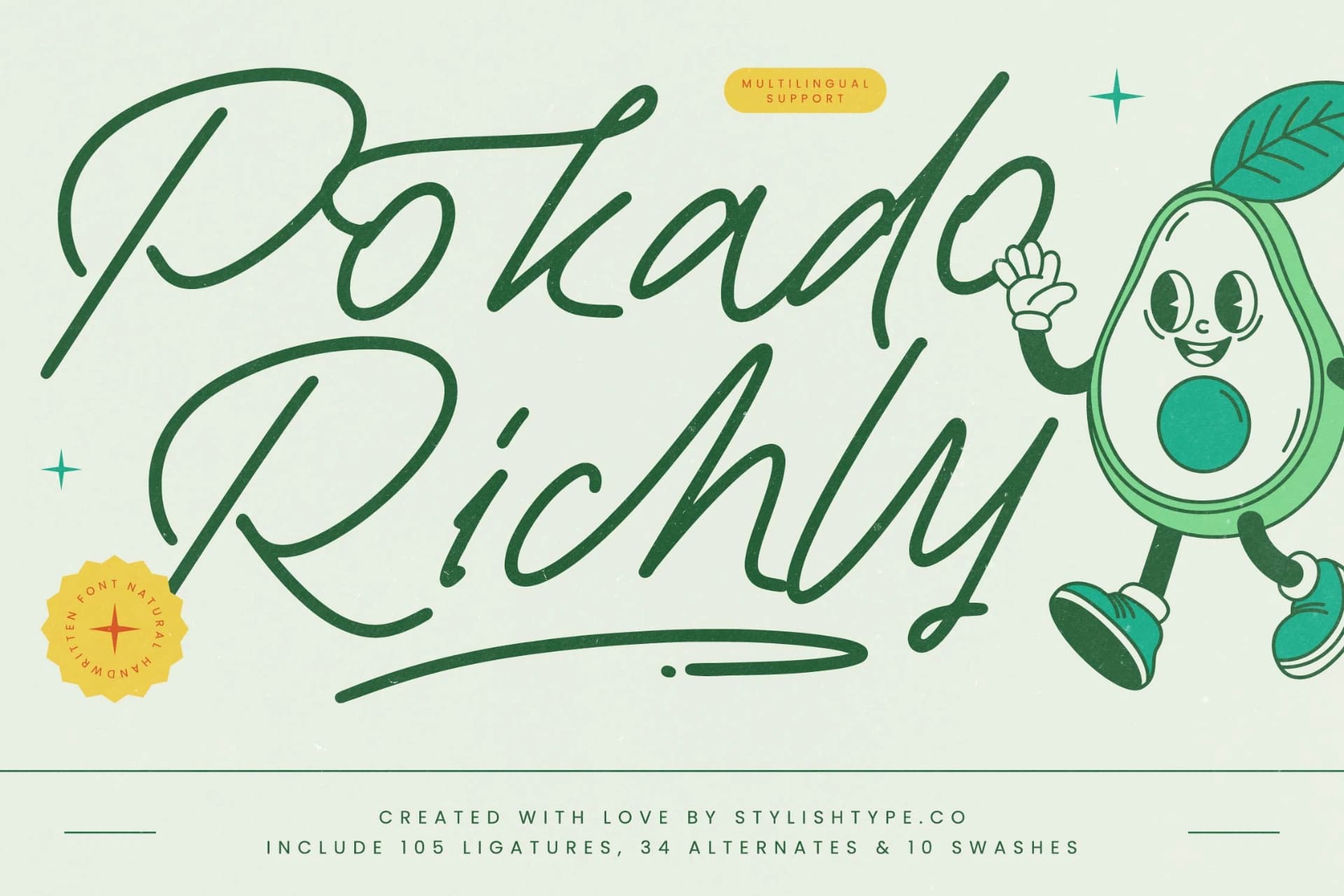 Preview of Pokado Richly - Natural Handwritten Font font