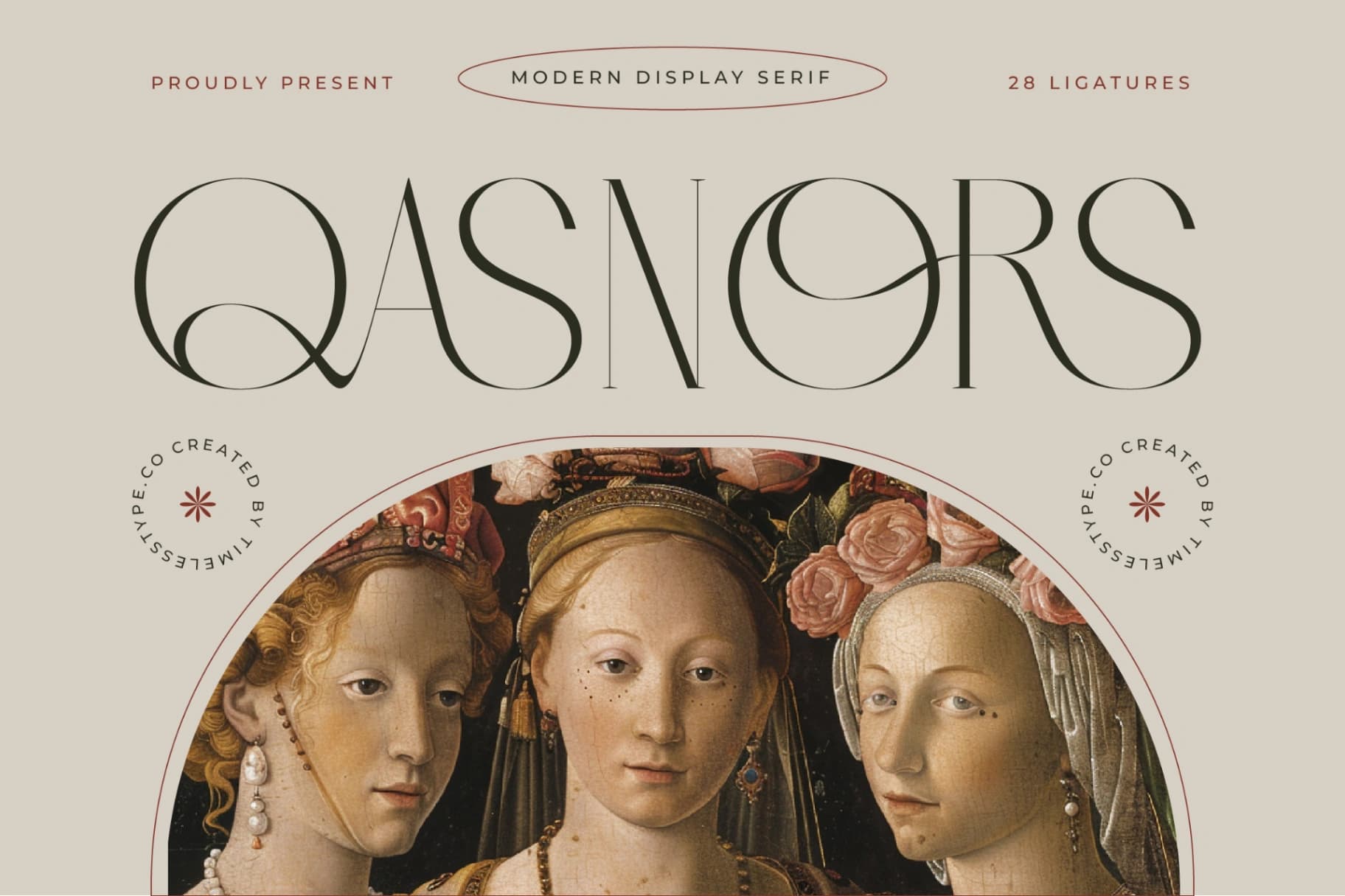 Preview of Qasnors - Modern Display Serif font