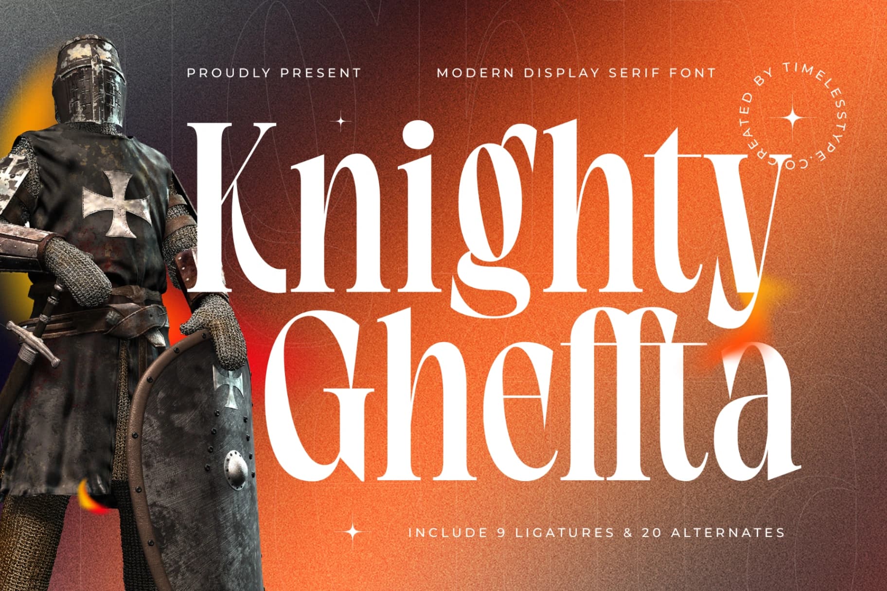 Preview of Knighty Gheffta - Modern Display Serif Font font