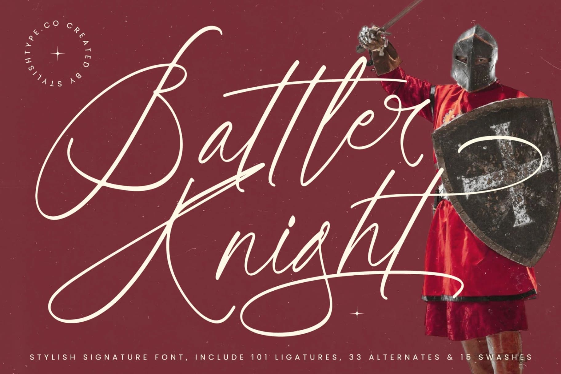 Preview of Battler Knight - Stylish Signature Font font