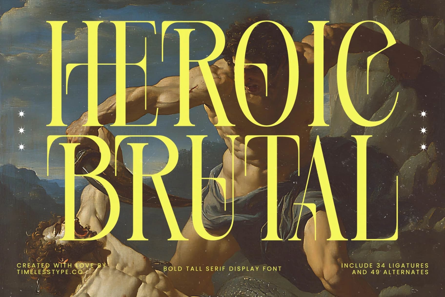 Preview 1 for Heroic Brutal - Bold Tall Serif Display Font