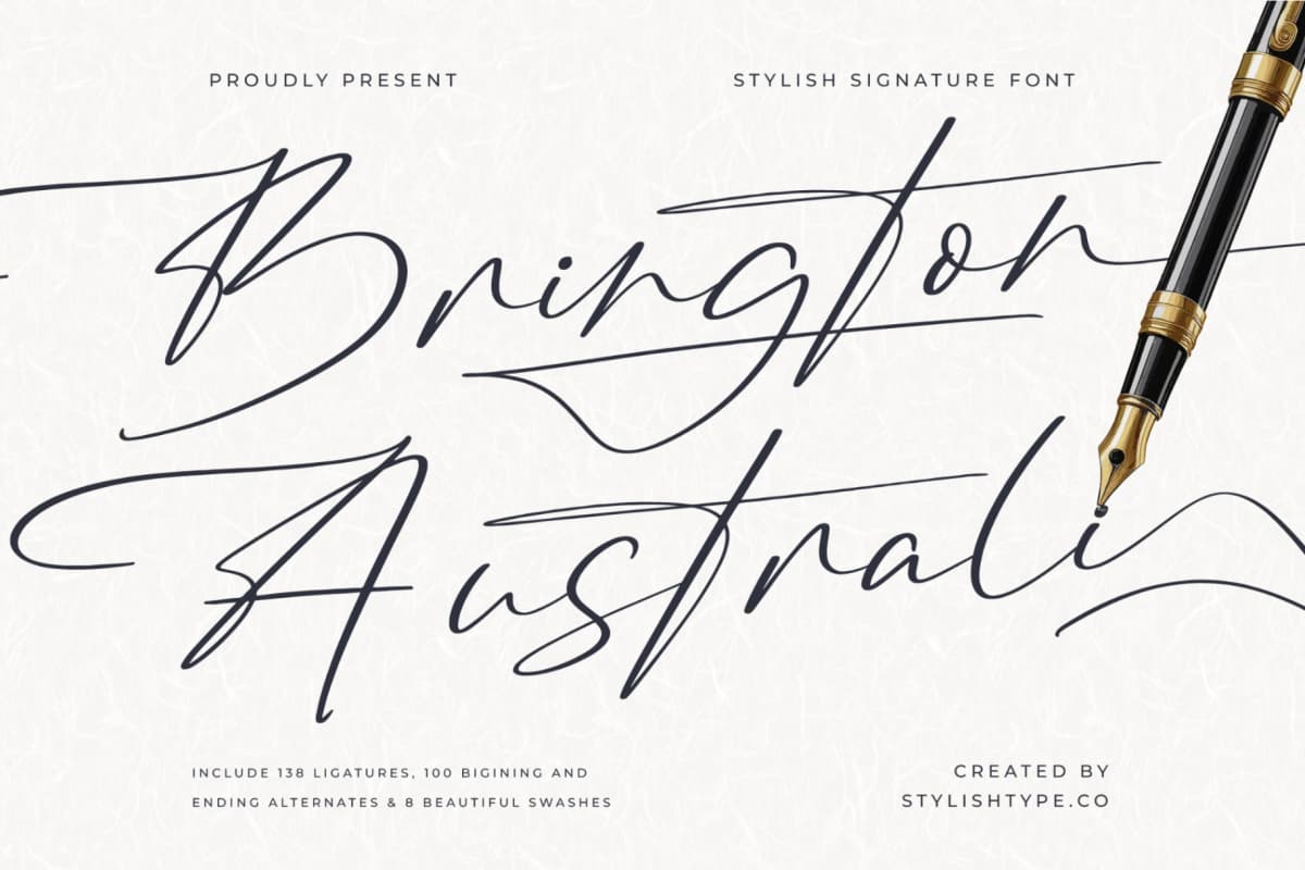 Brington Australi - Stylish Signature Font font preview