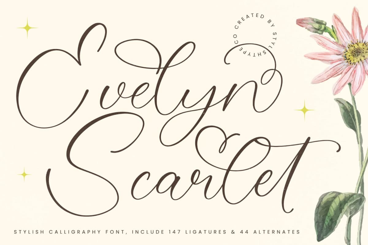 Evelyn Scarlet - Stylish Calligraphy Font font preview