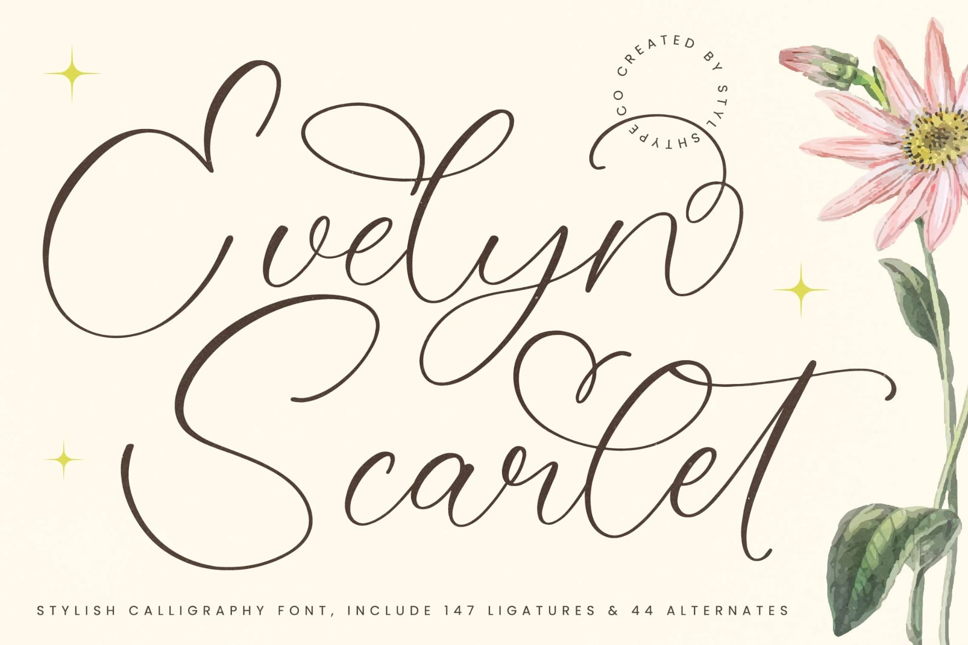 Preview of Evelyn Scarlet - Stylish Calligraphy Font font