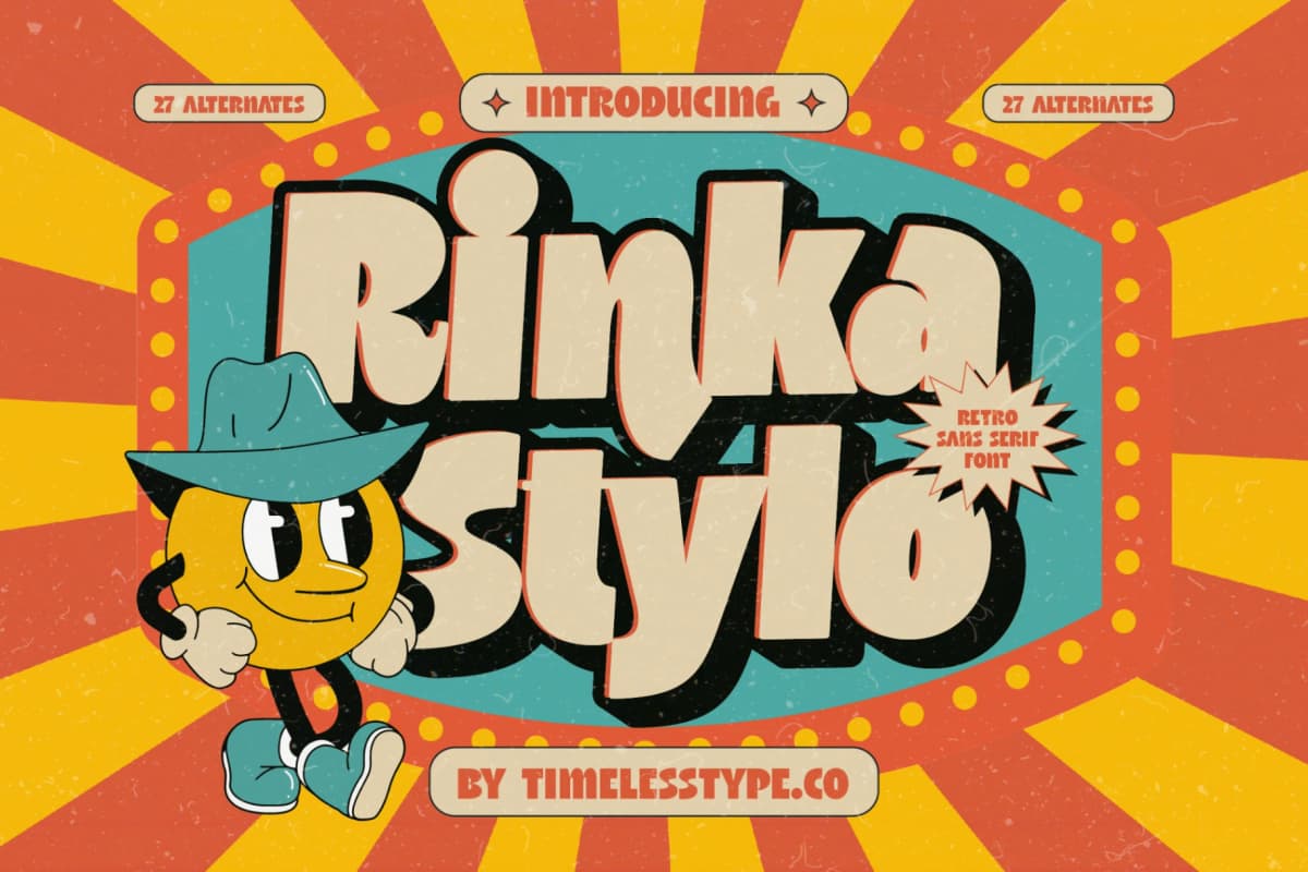 Rinka Stylo - Retro Sans Serif Font font preview 1