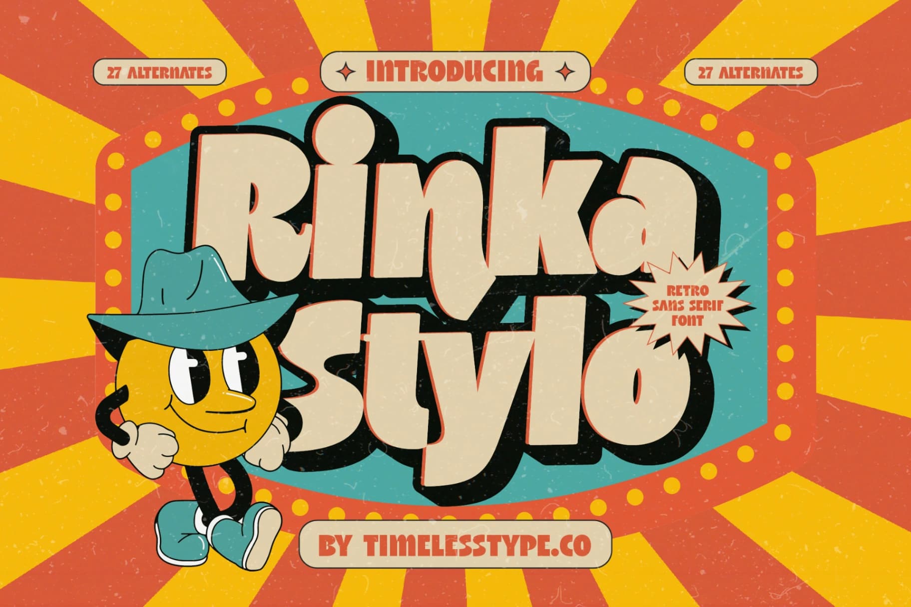 Preview of Rinka Stylo - Retro Sans Serif Font font