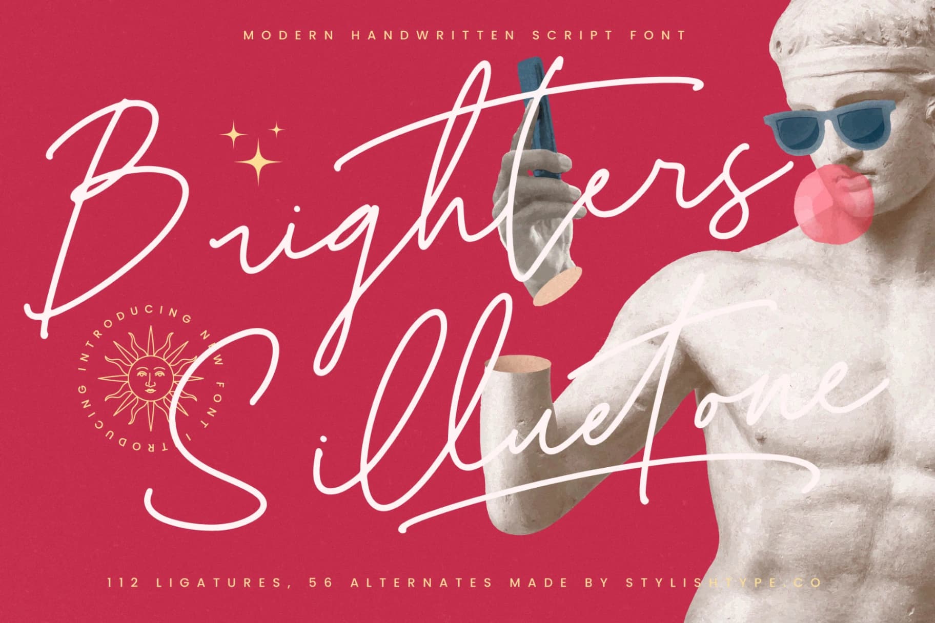 Preview of Brighters Silluetone - Handwritten Script Font font