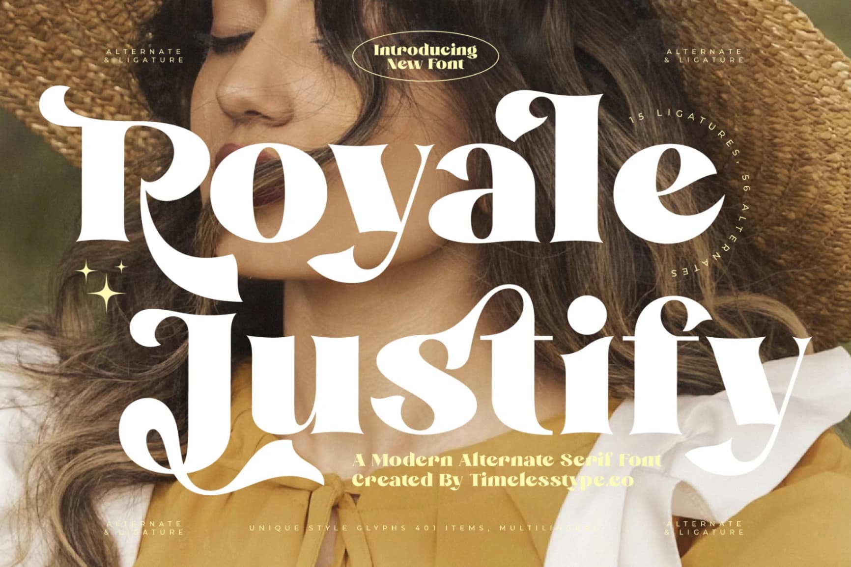 Preview of Royale Justify - Modern Alternate Serif Font font
