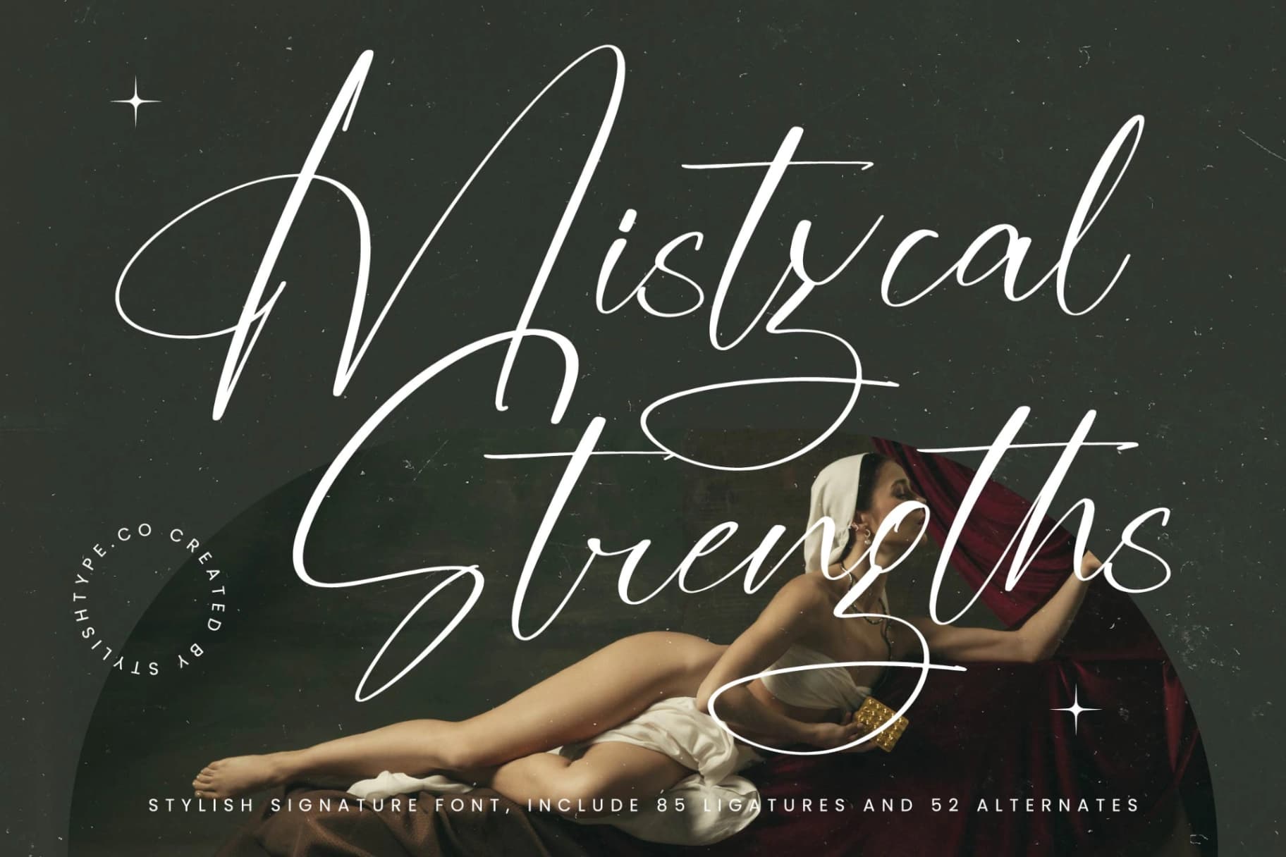 Preview of Mistycal Strengths - Stylish Signature Font font