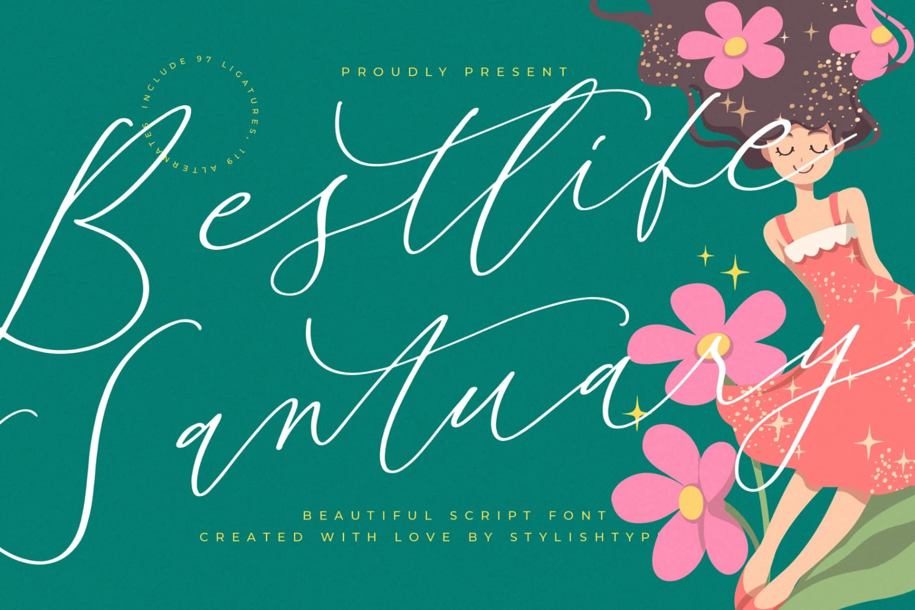 Preview of Bestlife Santuary - Beautiful Script Font font