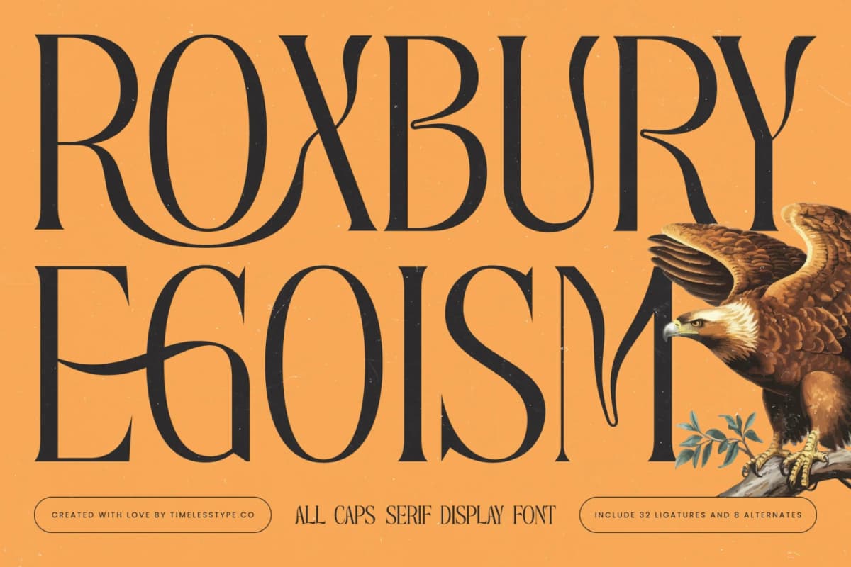 Roxbury Egoism - All Caps Serif Display Font font preview 1