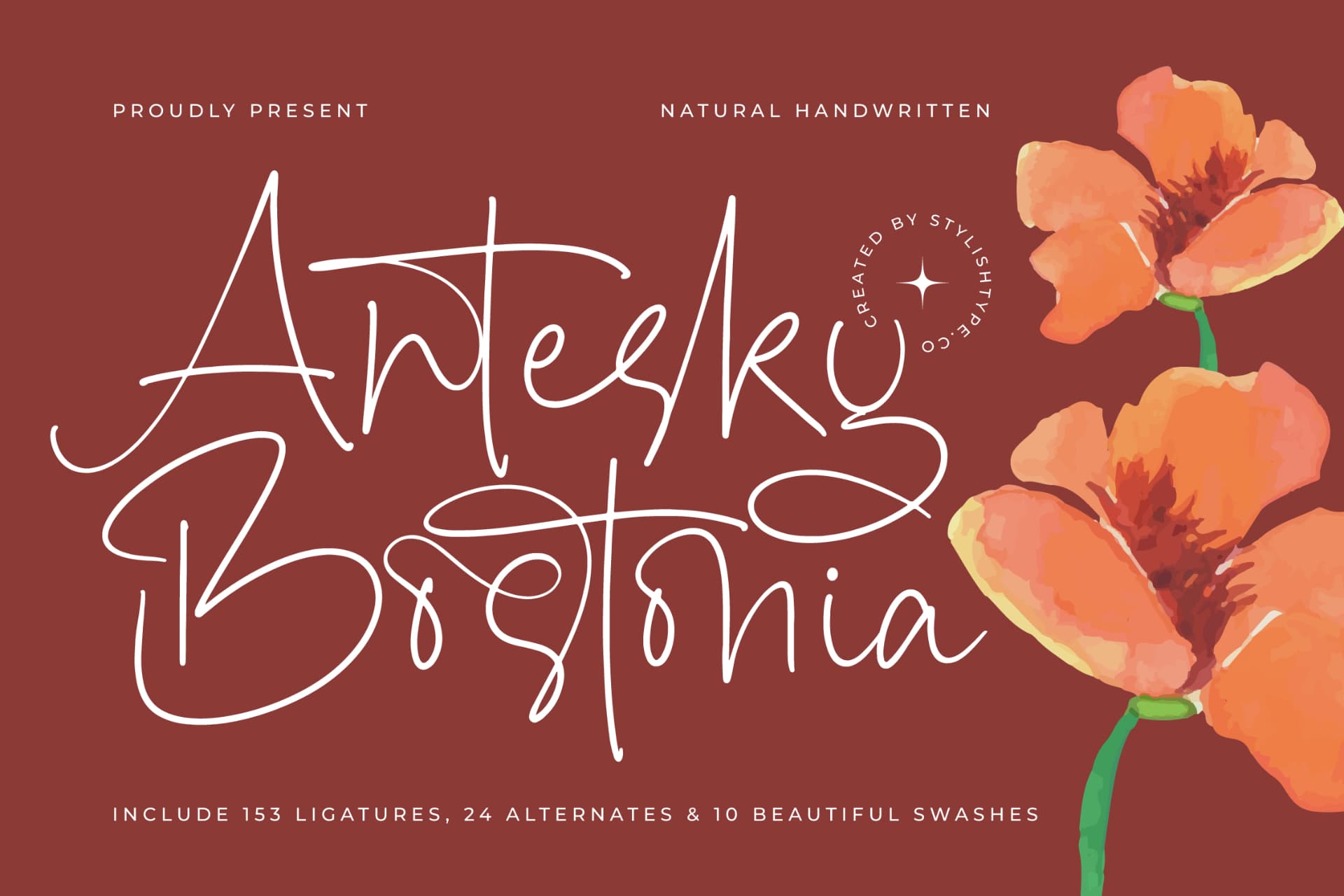 Preview of Antesky Bostonia - Natural Handwritten font