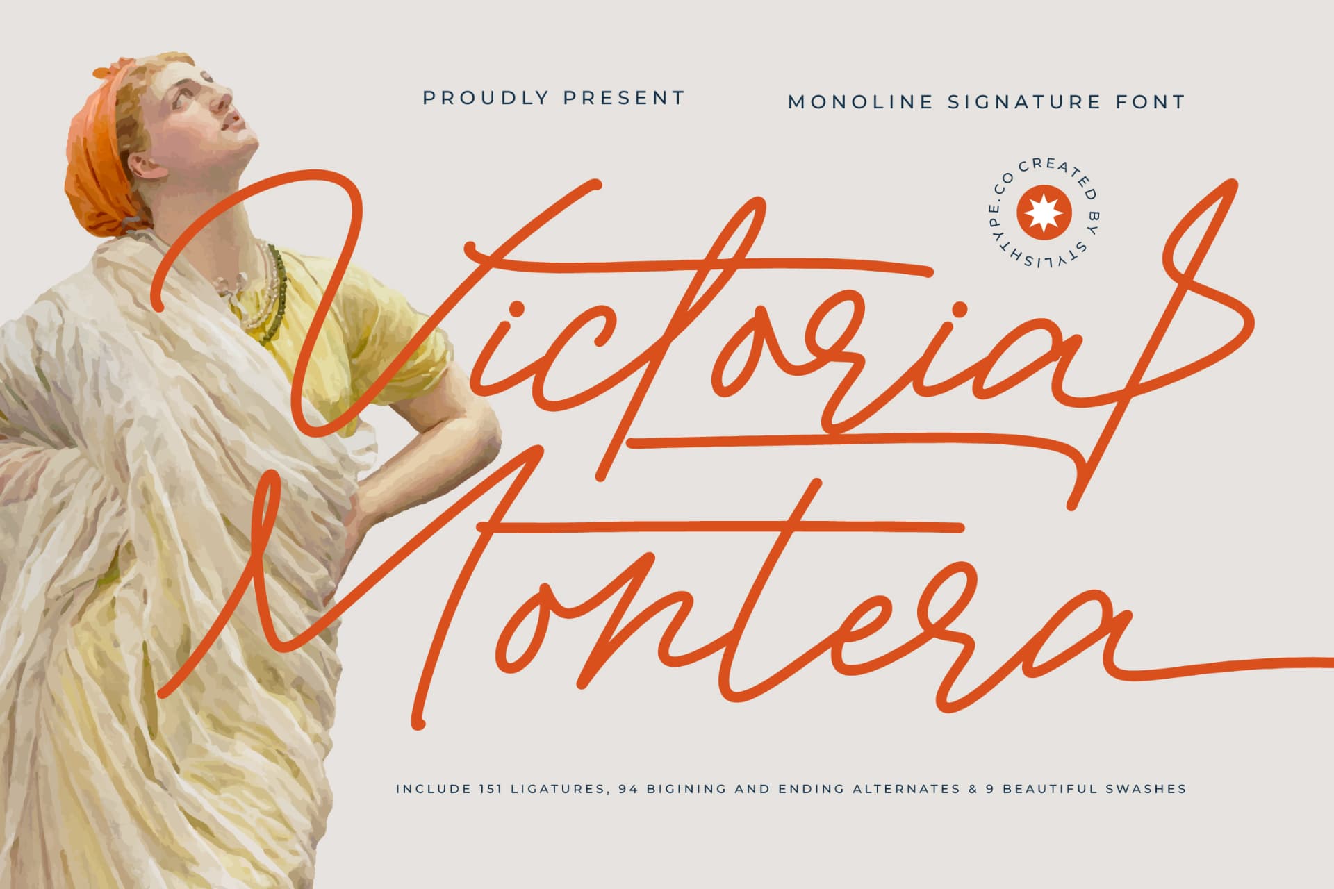 Preview of Victoria Montera - Monoline Signature Font font