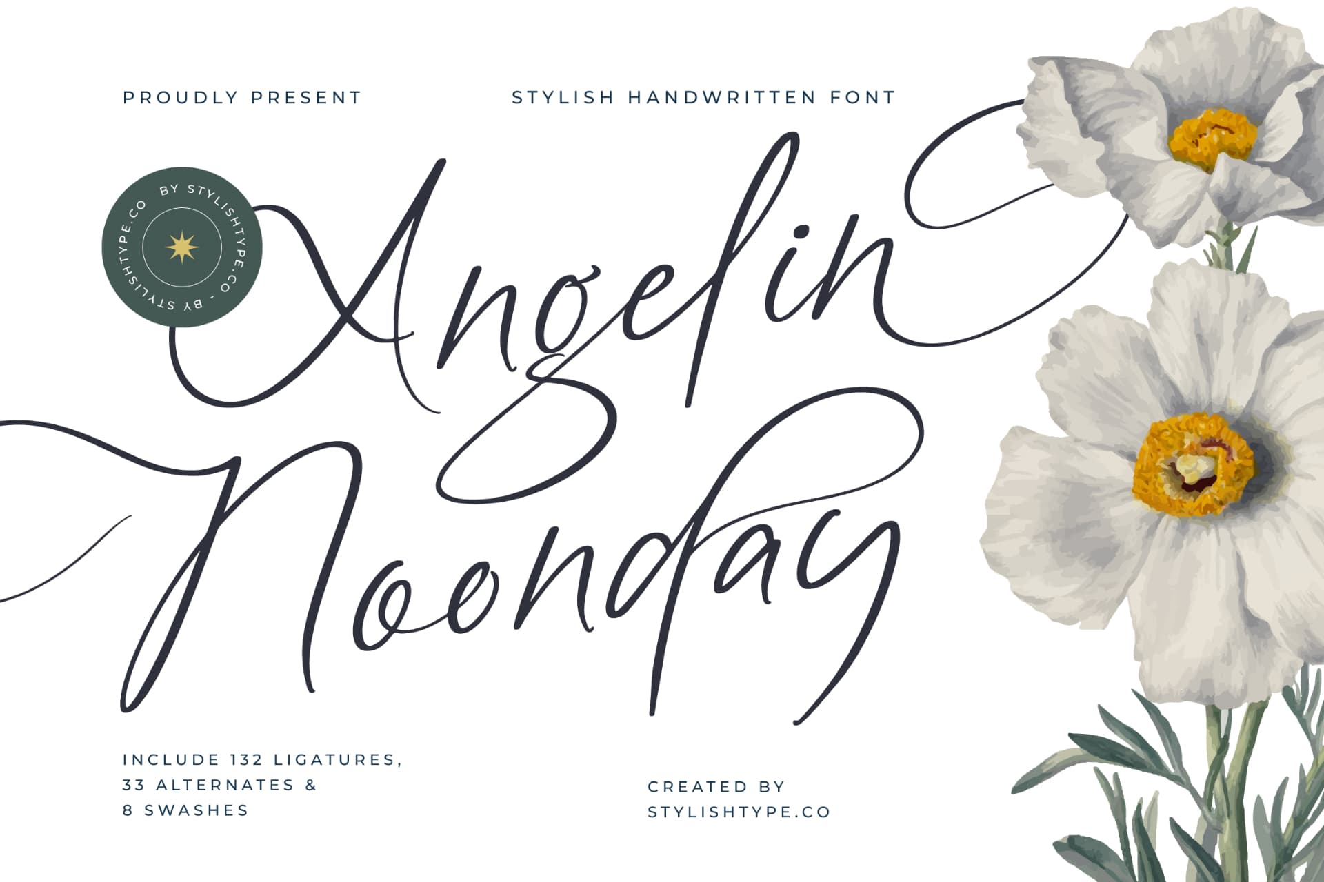 Preview of Angelin Noonday - Stylish Handwritten Font font