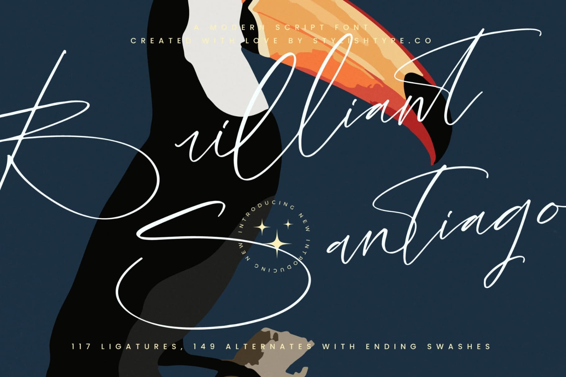 Preview of Brilliant Santiago - Modern Script Font font