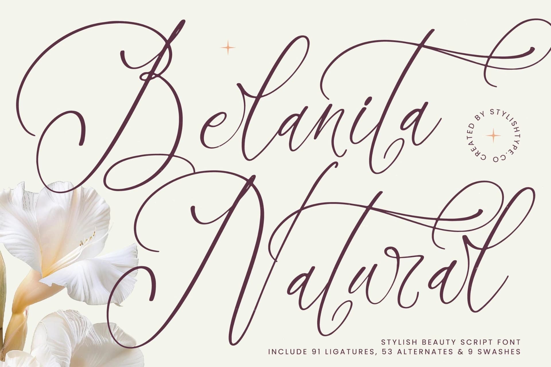 Preview of Belanita Natural - Stylish Beauty Script Font font