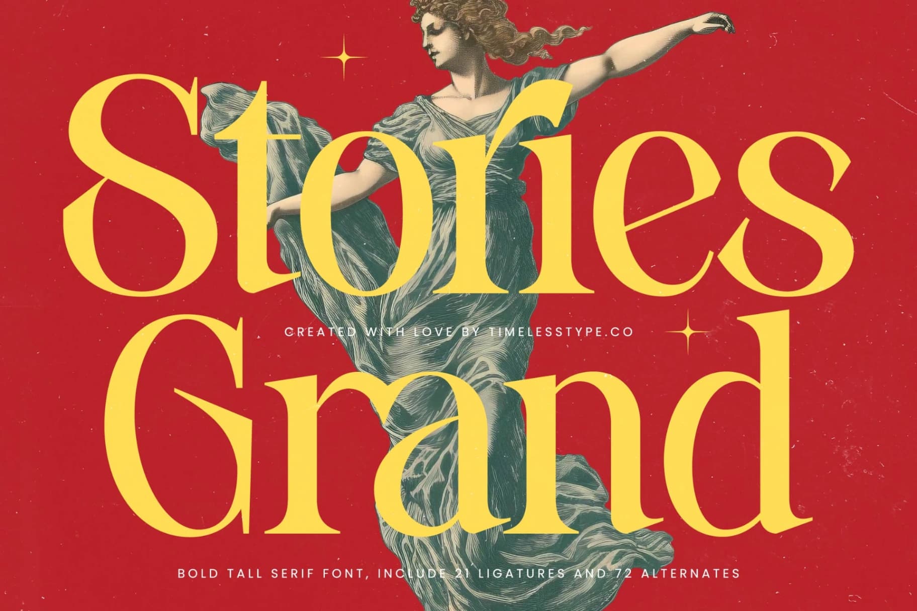 Preview of Stories Grand - Bold Tall Serif Font font