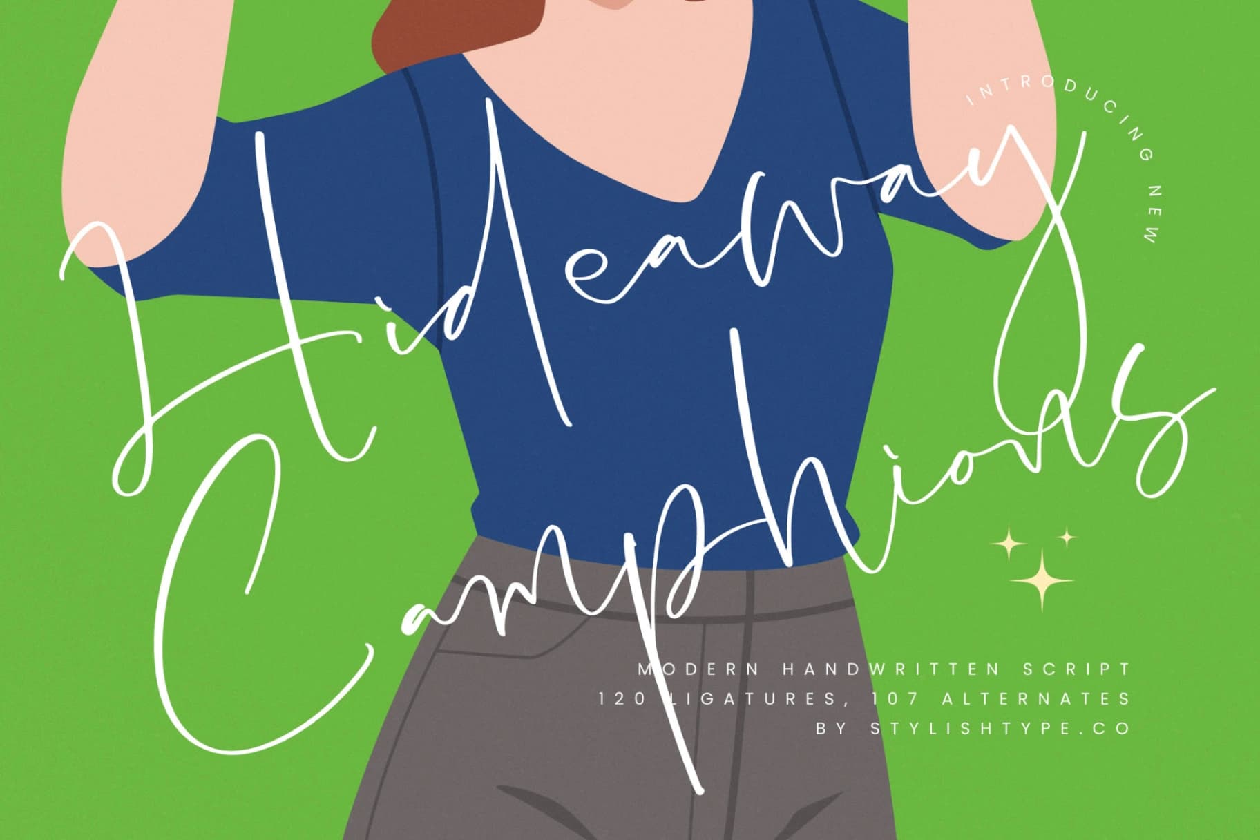 Preview of Hideaway Camphions - Modern Handwritten Script font