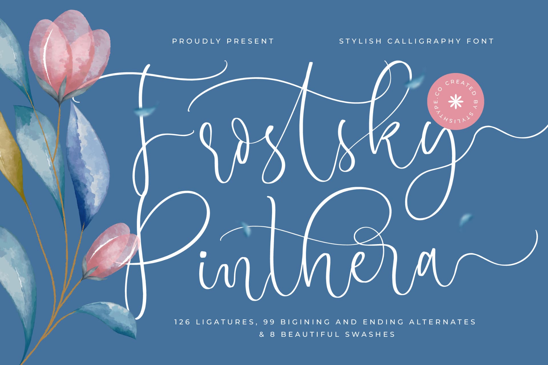 Preview of Frostsky Pinthera - Stylish Calligraphy Font font