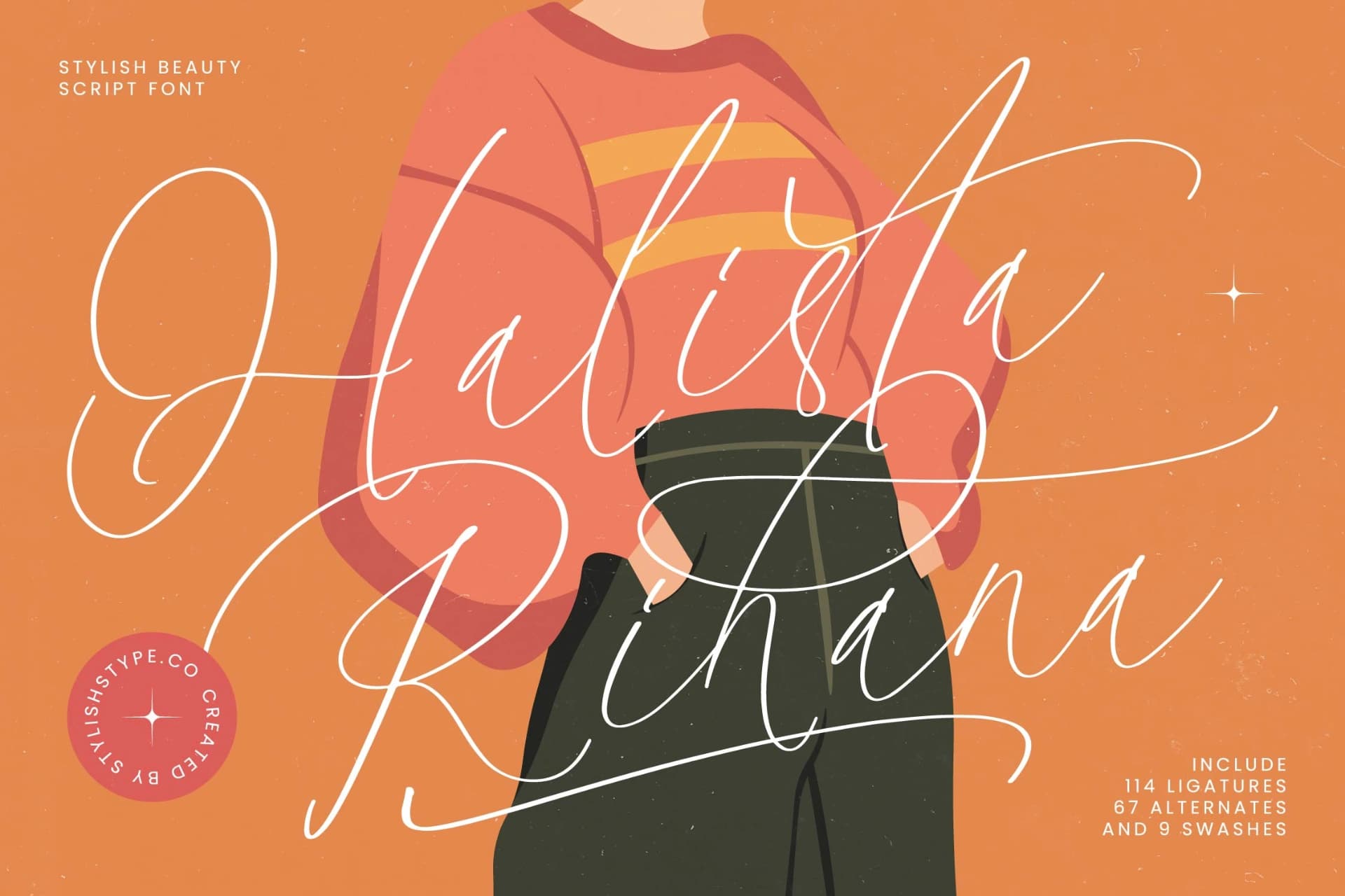 Preview of Halista Rihana - Stylish Beauty Script Font font