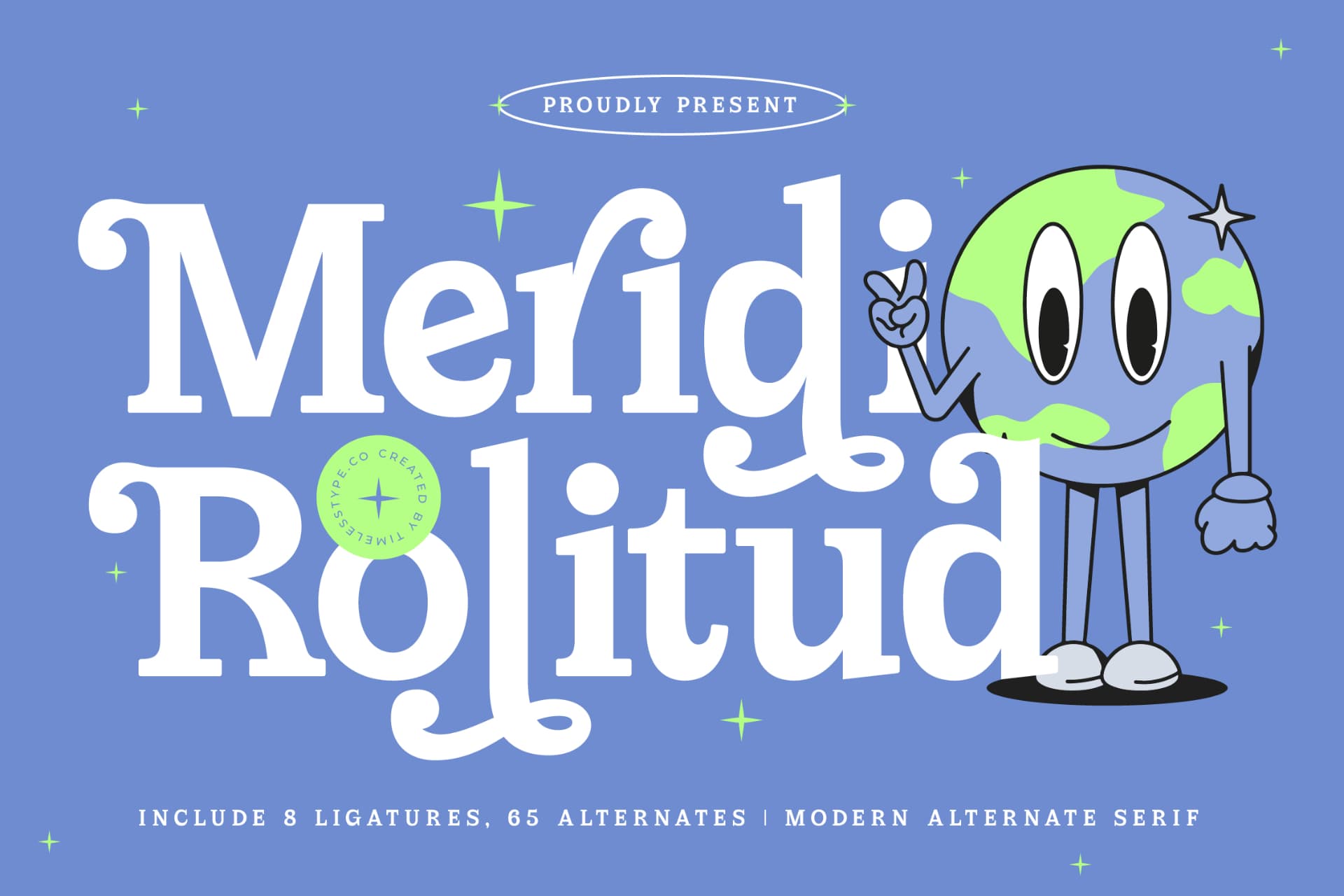 Preview of Meridi Rolitud - Modern Alternate Serif font