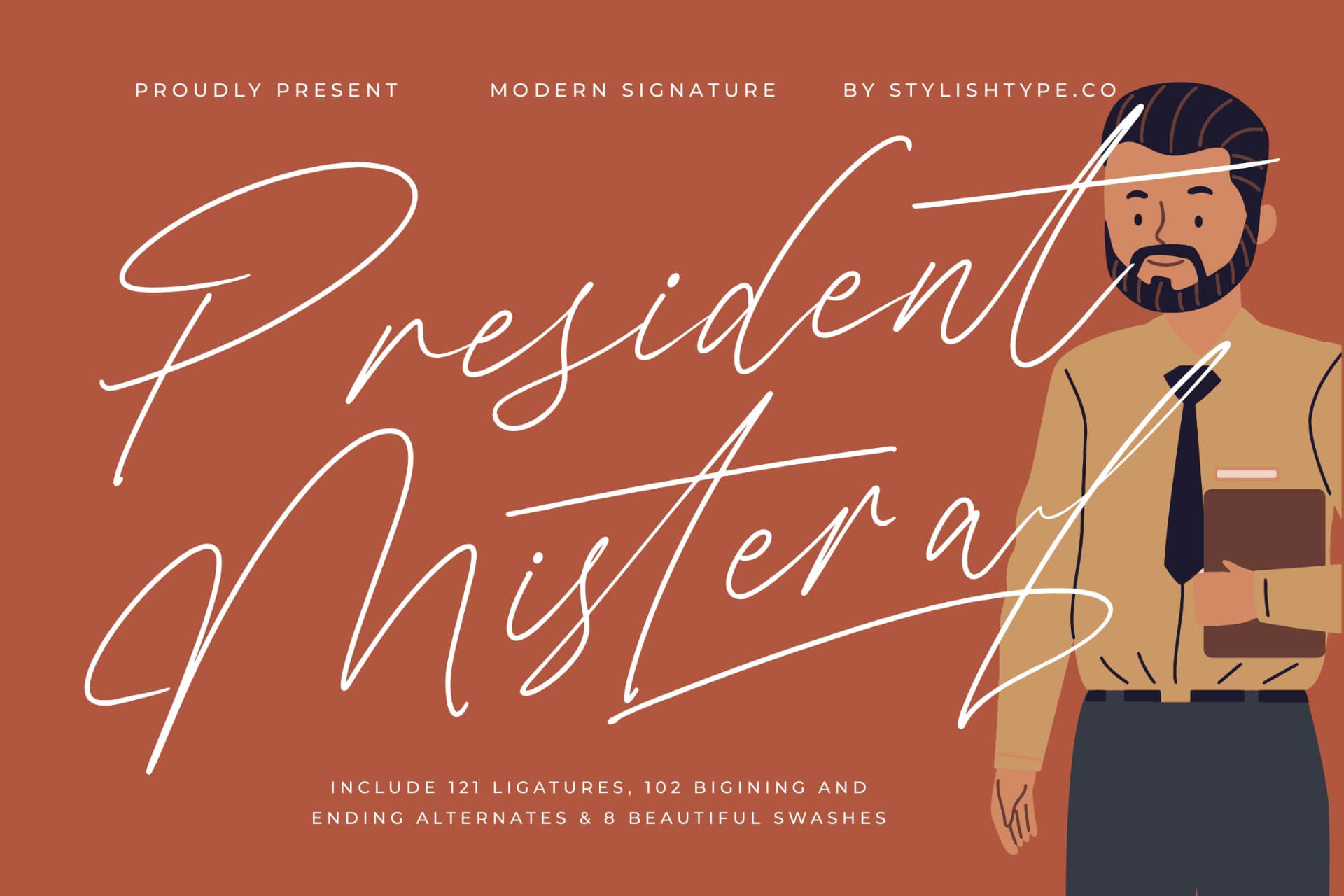 Preview of President Mistera - Modern Signature Font font