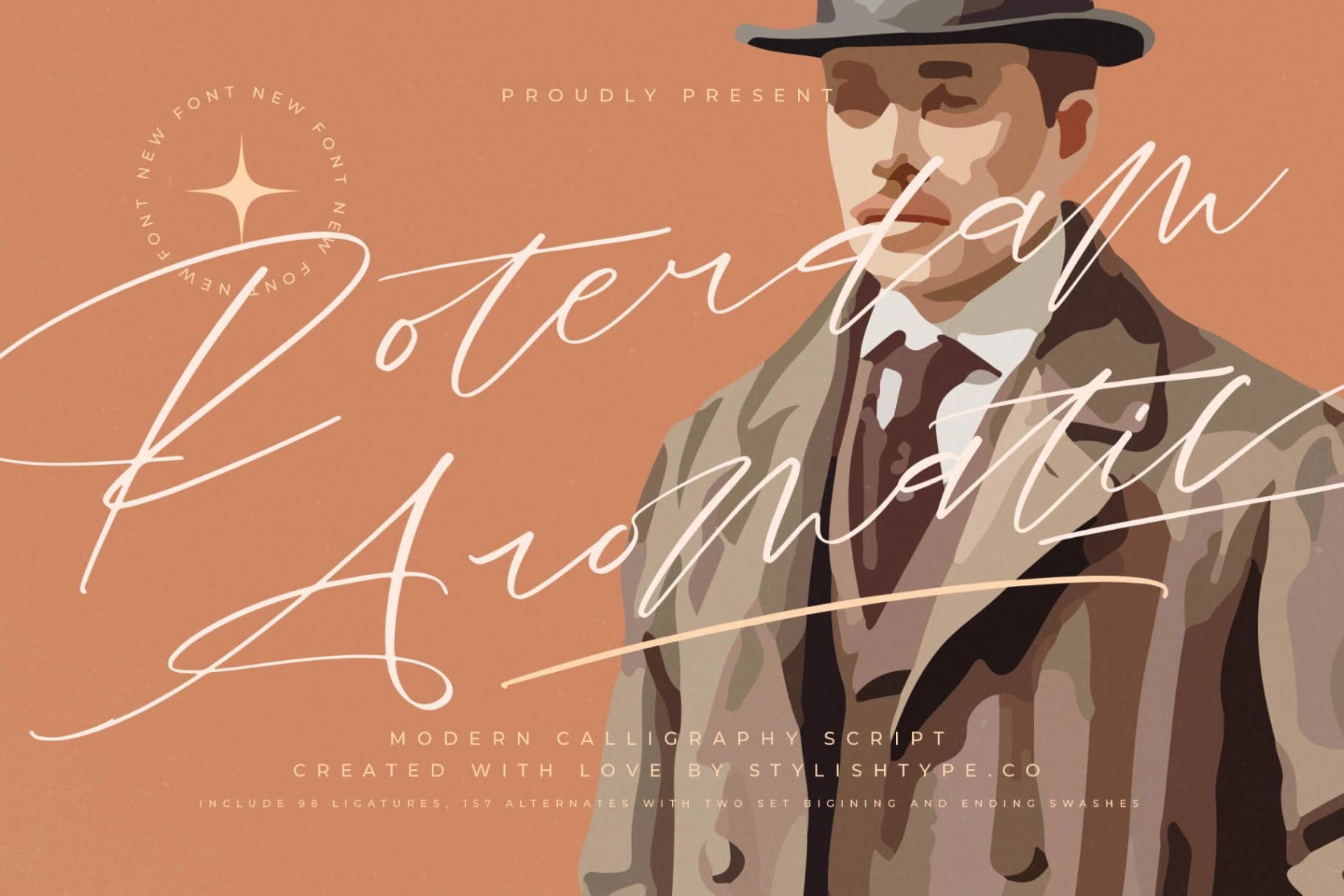 Preview of Roterdam Aromatic - Modern Calligraphy Script font