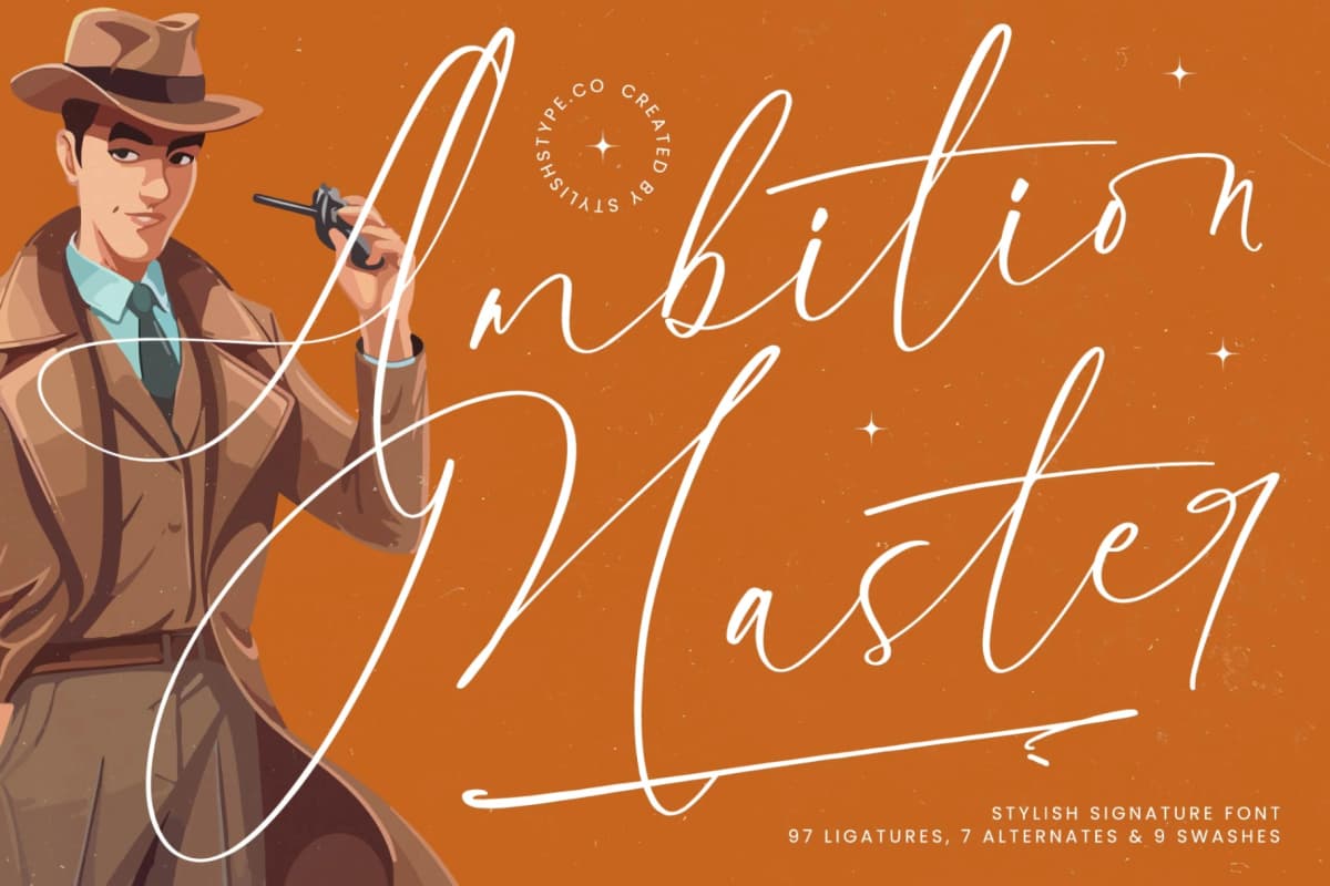 Ambition Master - Stylish Signature Font font preview