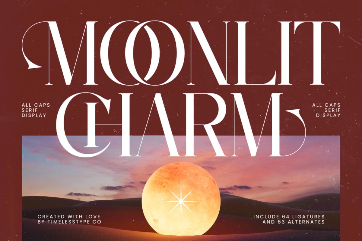 Preview 1 for Moonlit Charm - All Caps Serif Display