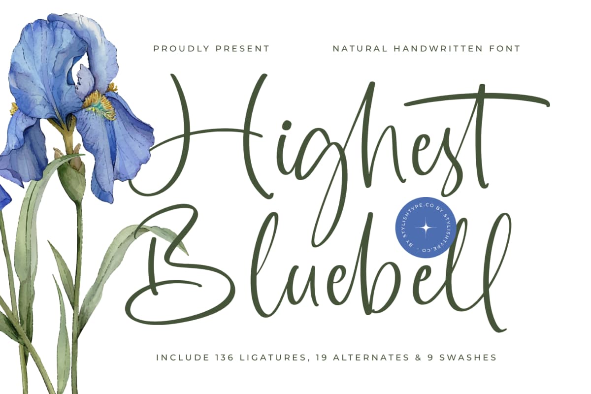 Preview 1 for Highest Bluebell - Natural Handwritten Font
