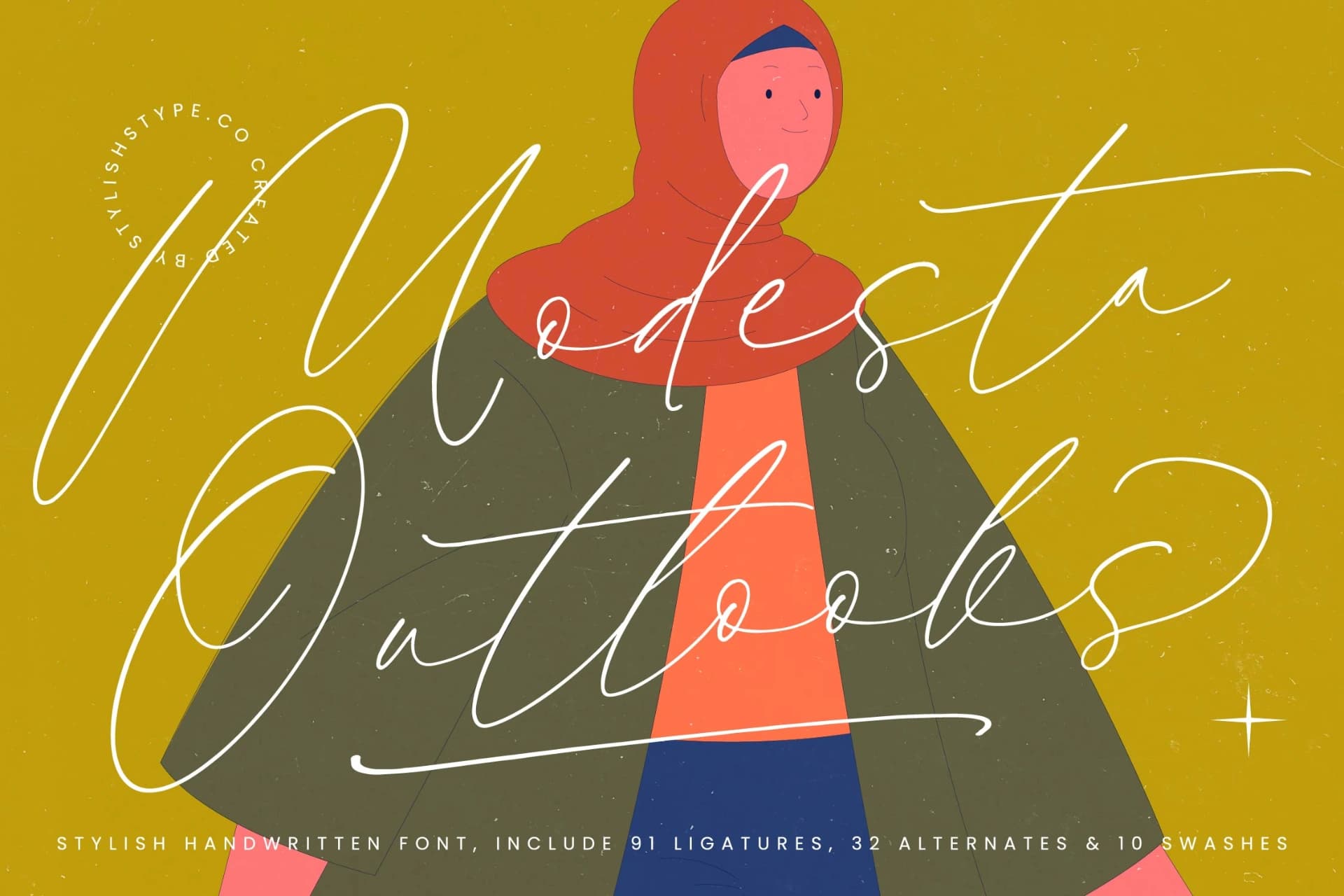 Preview of Modesta Outlook - Stylish Handwritten Font font