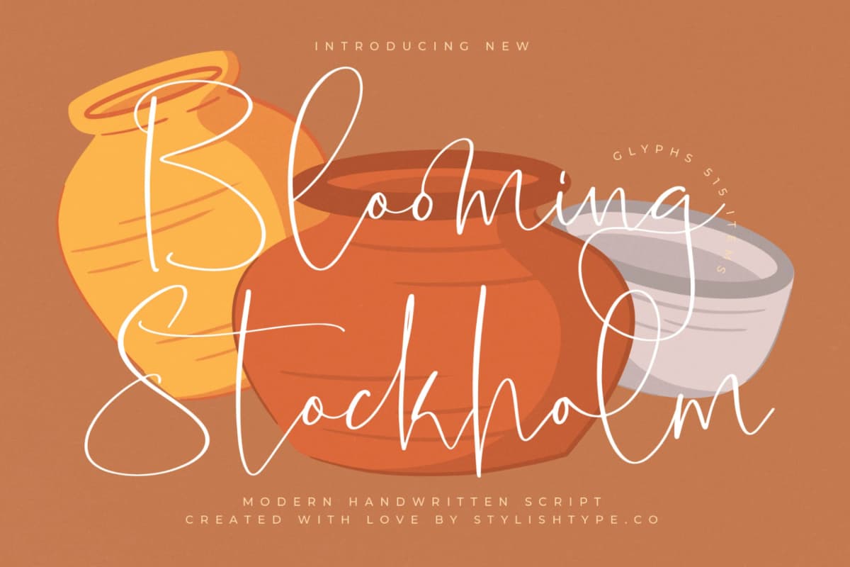 Blooming Stockholm - Modern Handwritten Script font preview