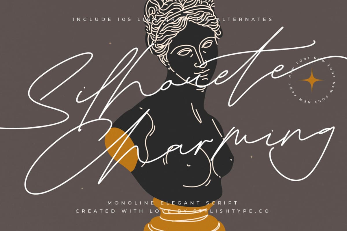 Silhouete Charming - Monoline Elegant Script font preview